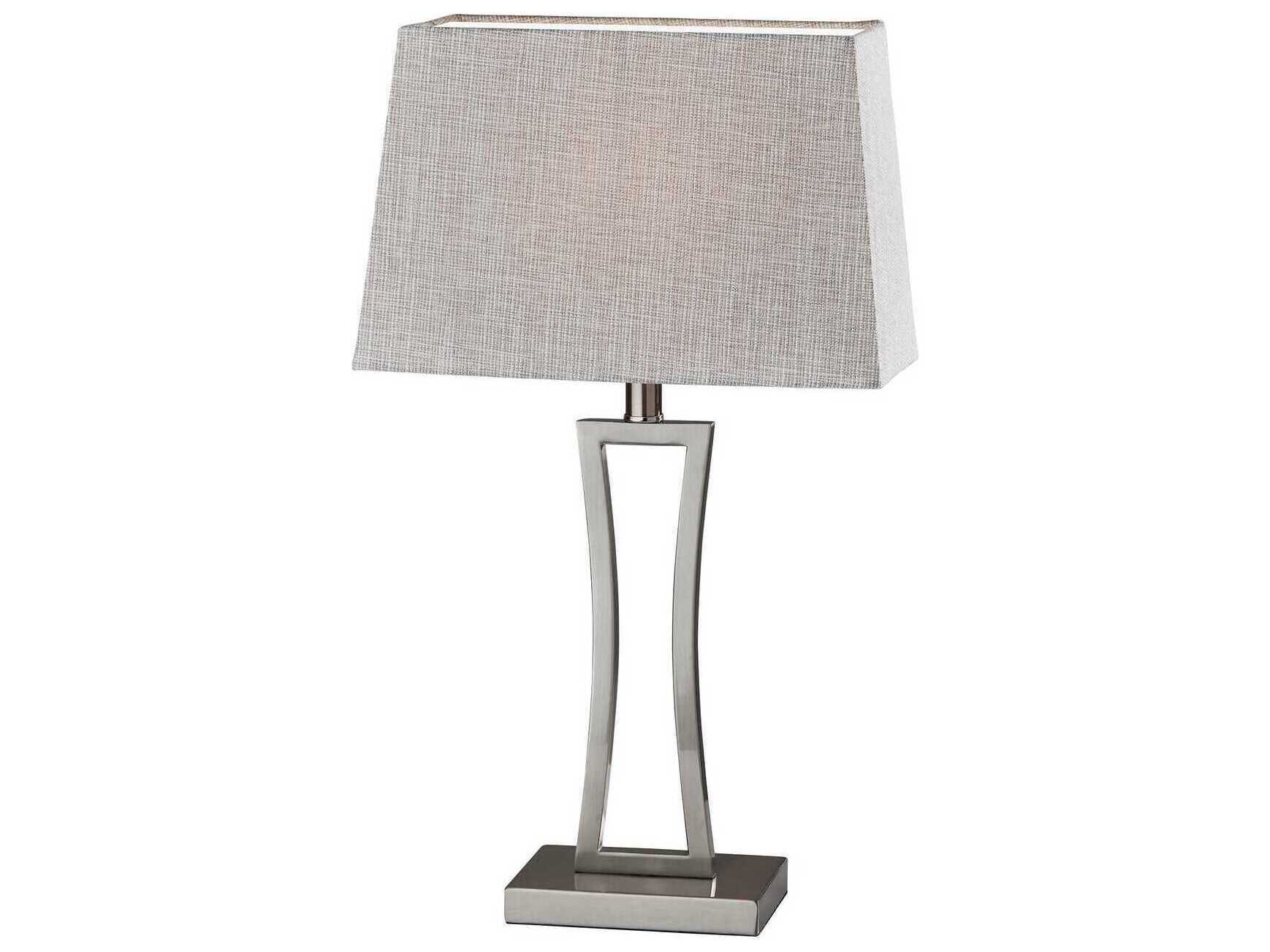 Adesso Camila Brushed Steel Grey White Textured Fabric Silver Table Lamp Set of 2