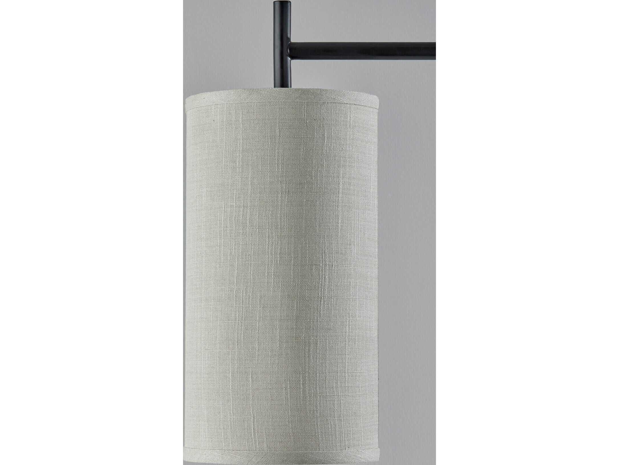 Adesso Zion Black Beige Textured Fabric Floor Lamp
