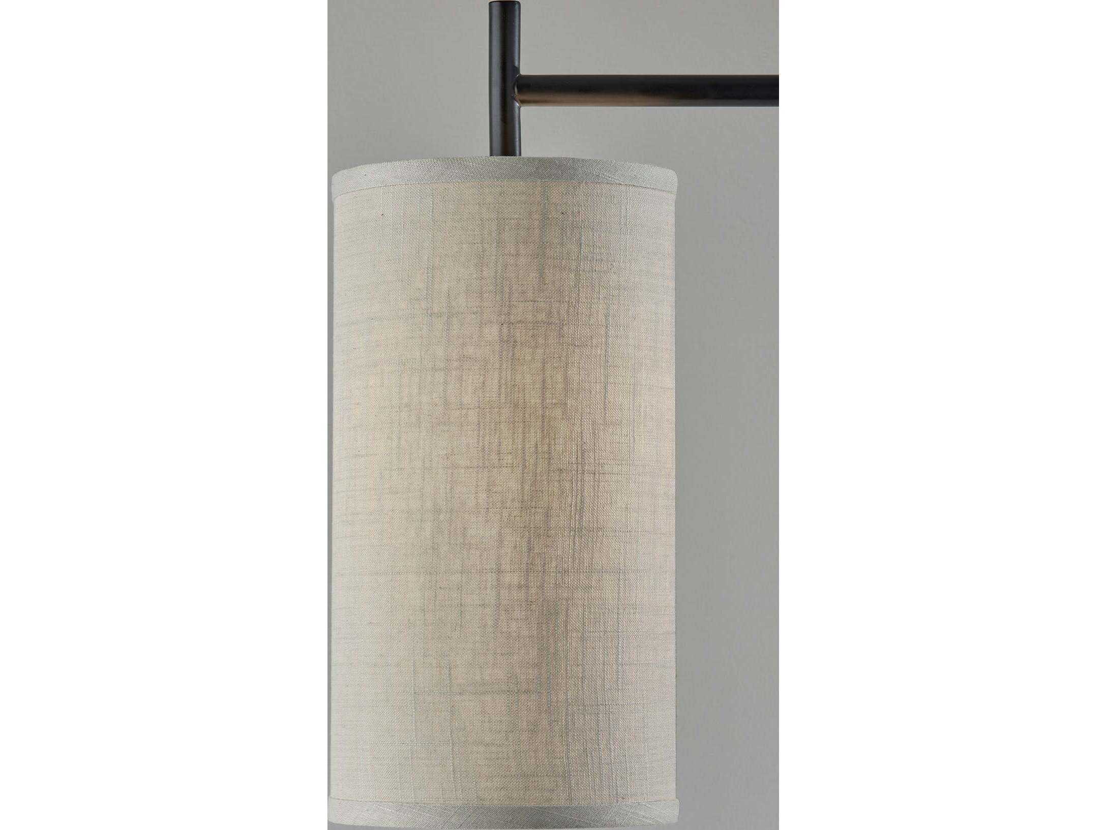 Adesso Zion Black Beige Textured Fabric Floor Lamp