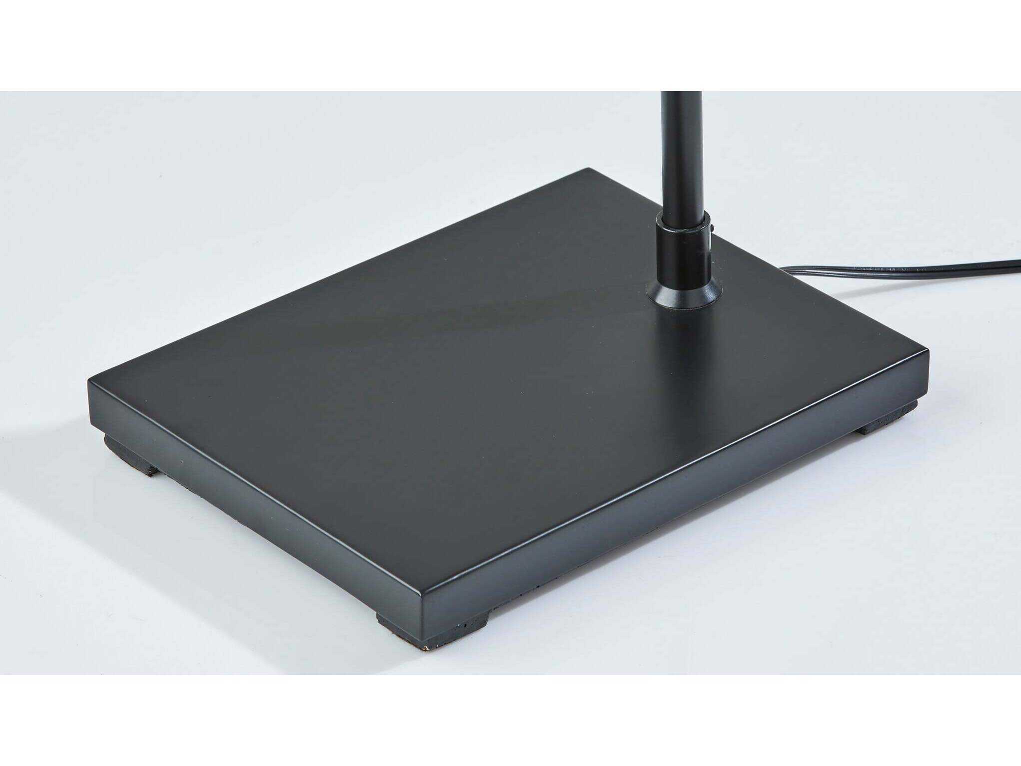 Adesso Zion Black Beige Textured Fabric Floor Lamp