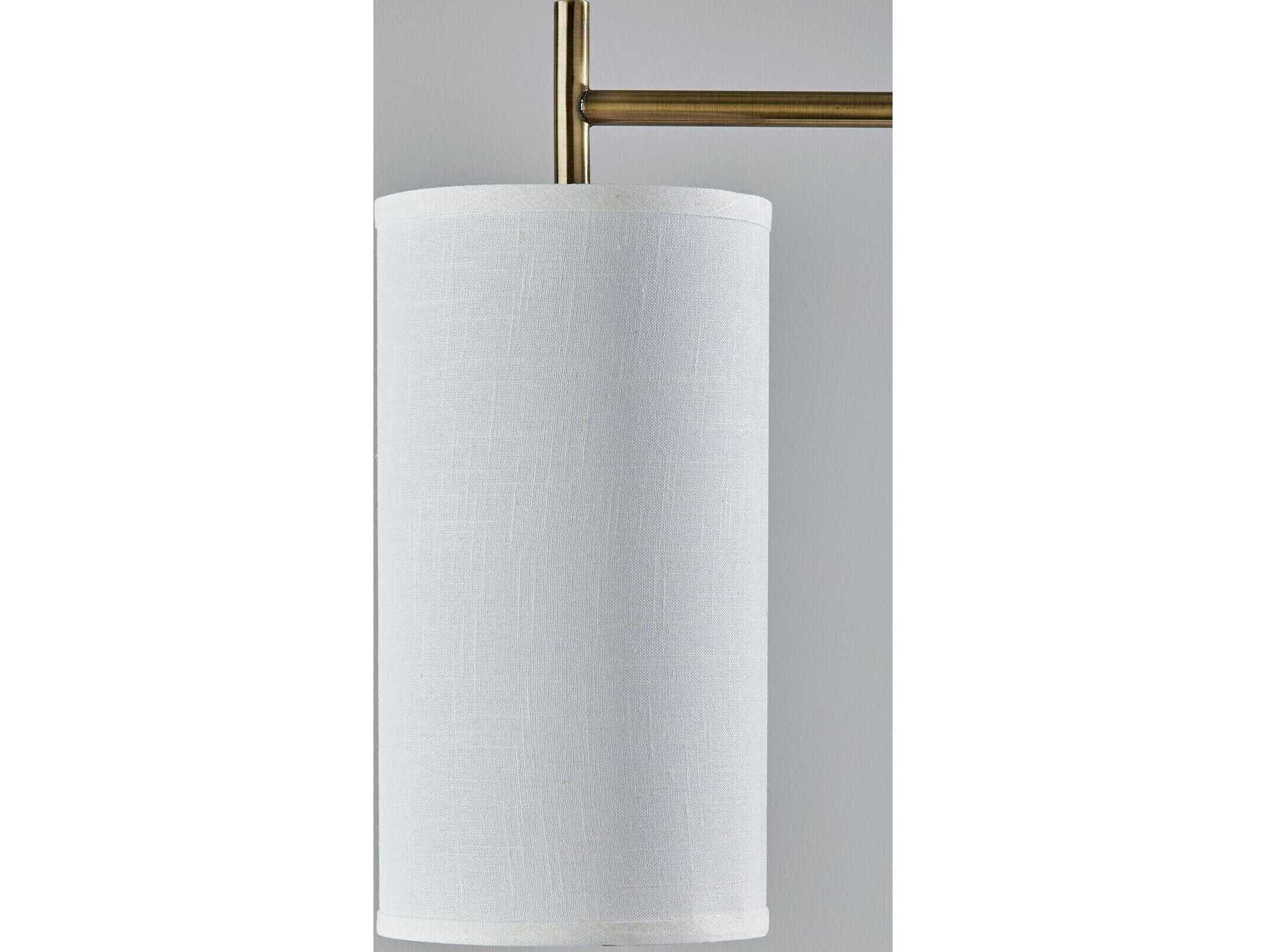 Adesso Zion Antique Brass White Textured Fabric Floor Lamp