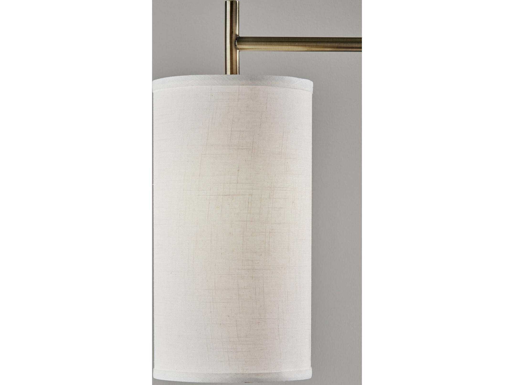 Adesso Zion Antique Brass White Textured Fabric Floor Lamp