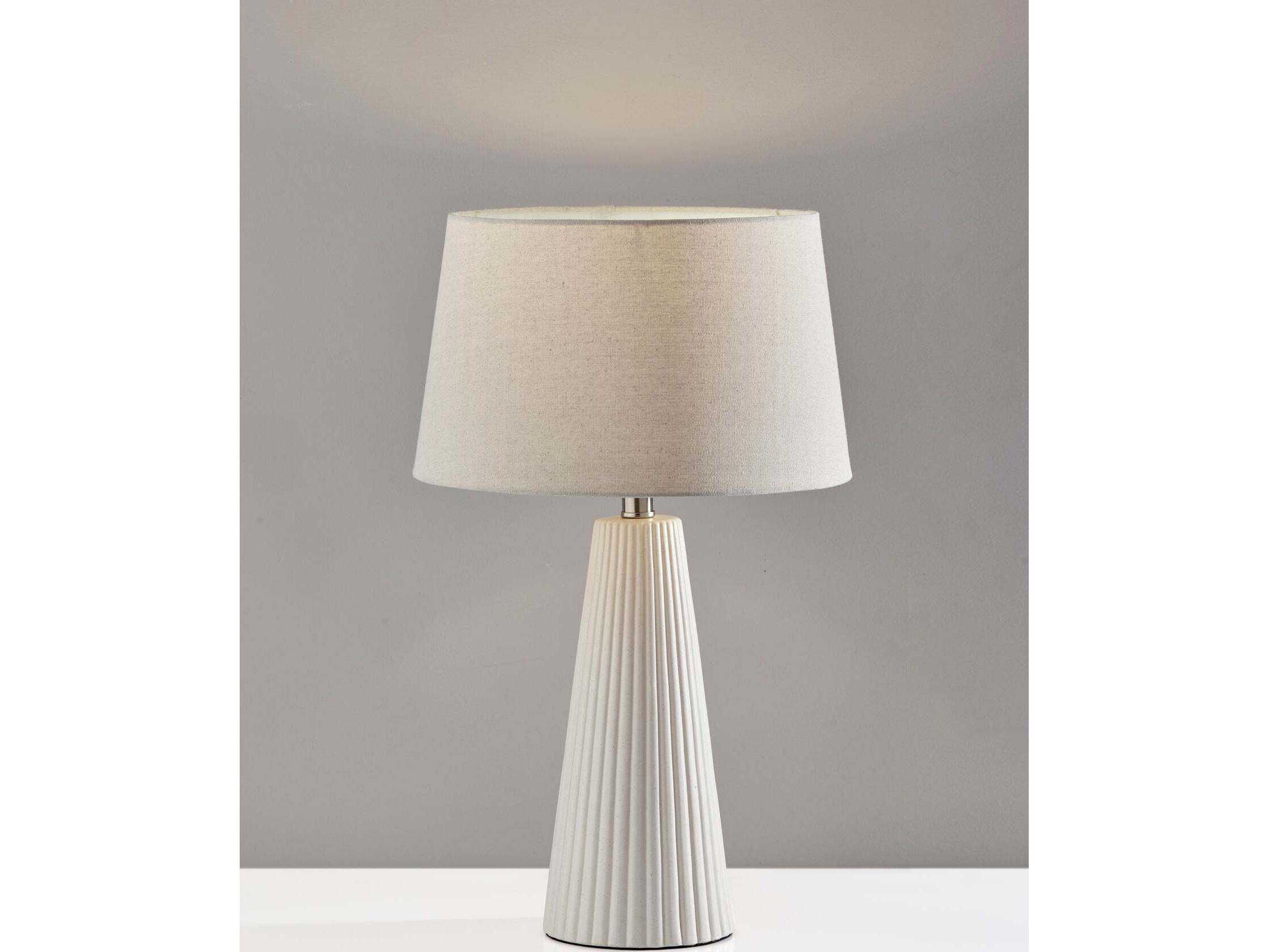 Adesso Lana Oatmeal Linen Fabric Off White Table Lamp Set of 2