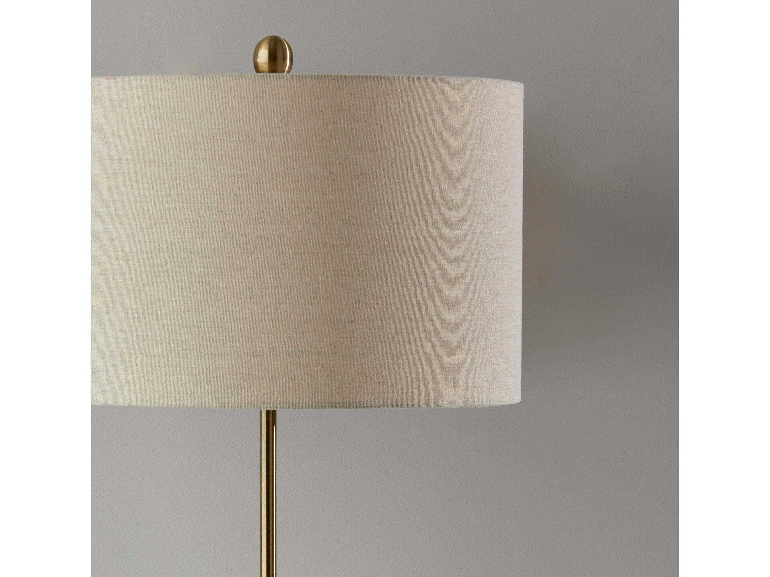 Adesso Barton Antique Brass Oatmeal Linen Buffet Lamp