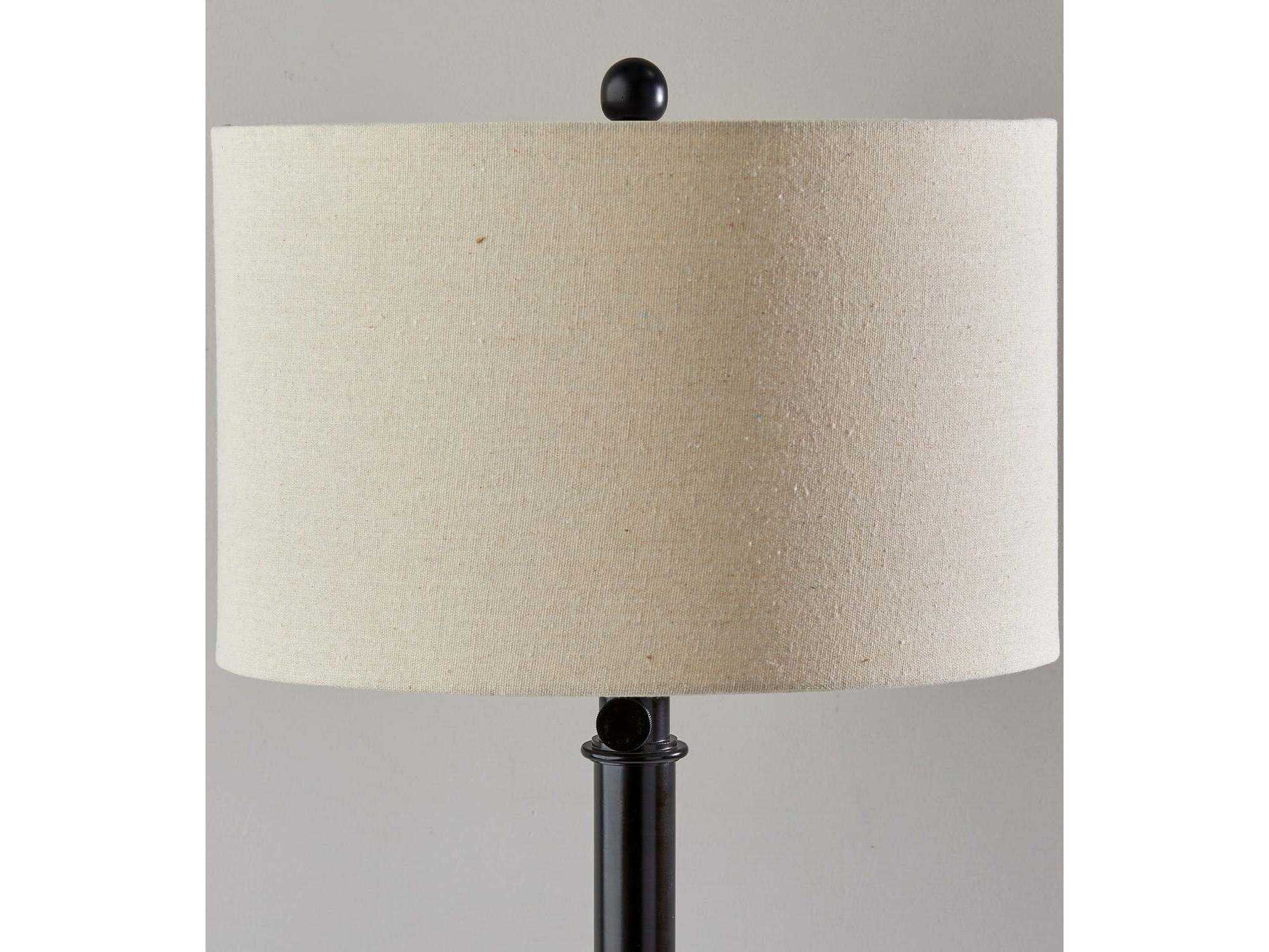 Adesso Barton Antique Bronze Oatmeal Linen Buffet Lamp