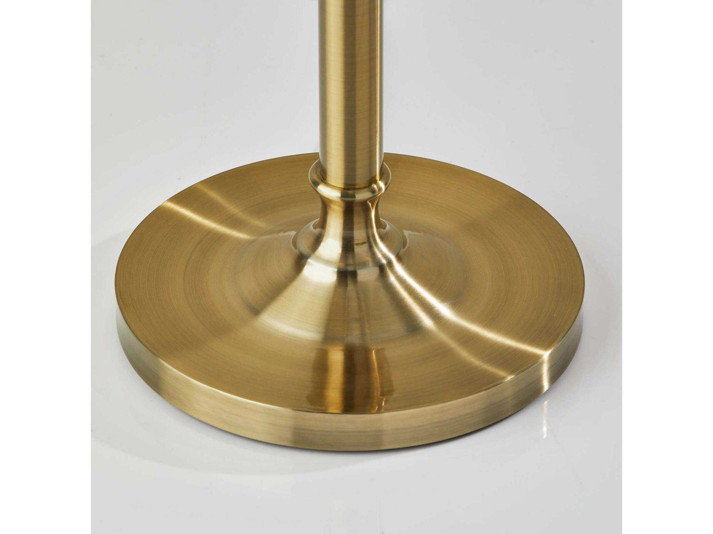 Adesso Barton Antique Brass Oatmeal Linen Floor Lamp