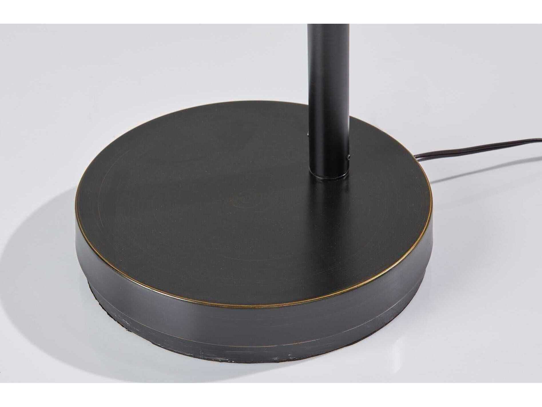 Adesso Rockwell Black Oatmeal Fabric With Trim Floor Lamp