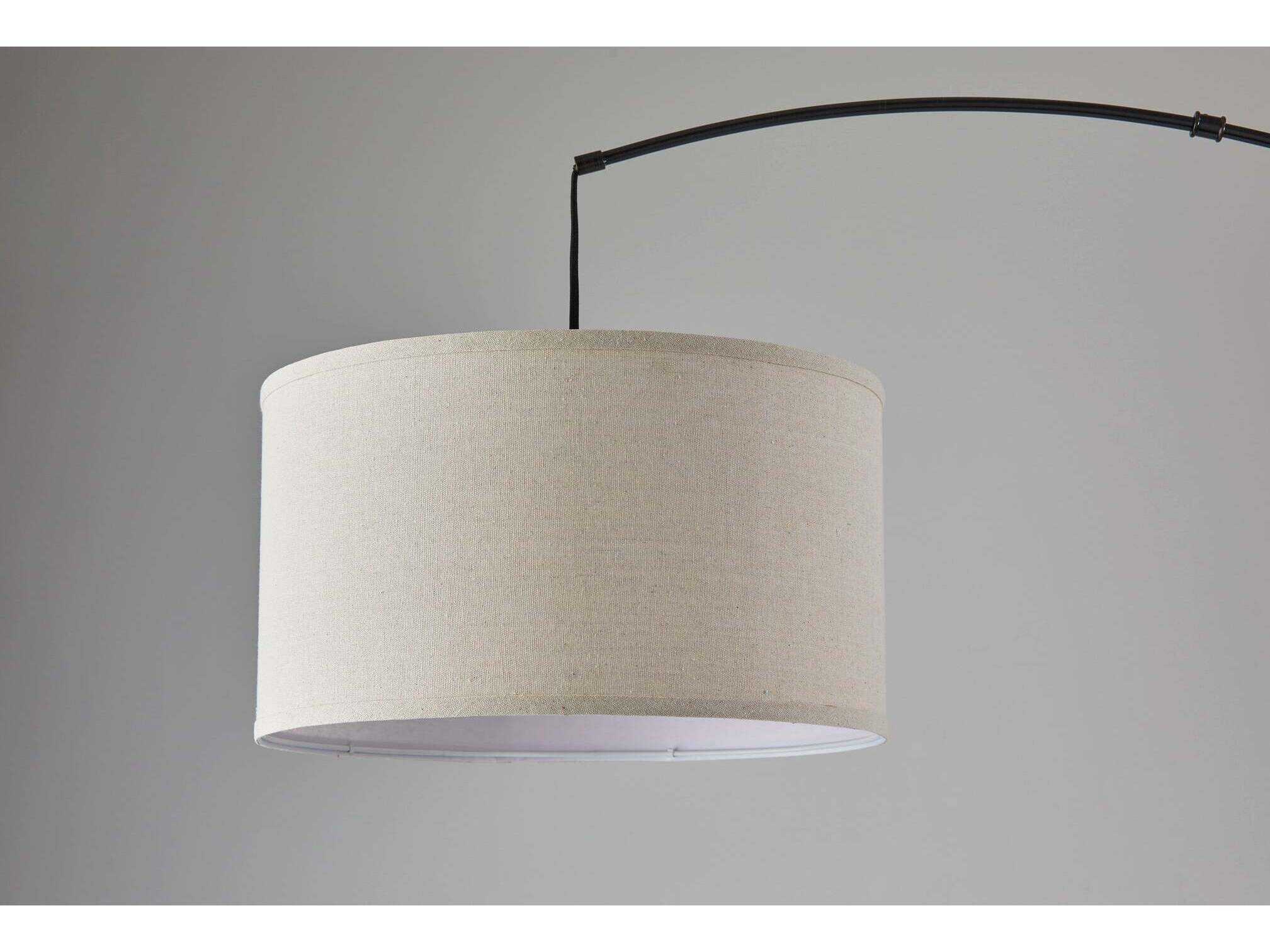 Adesso Rockwell Black Oatmeal Fabric With Trim Floor Lamp