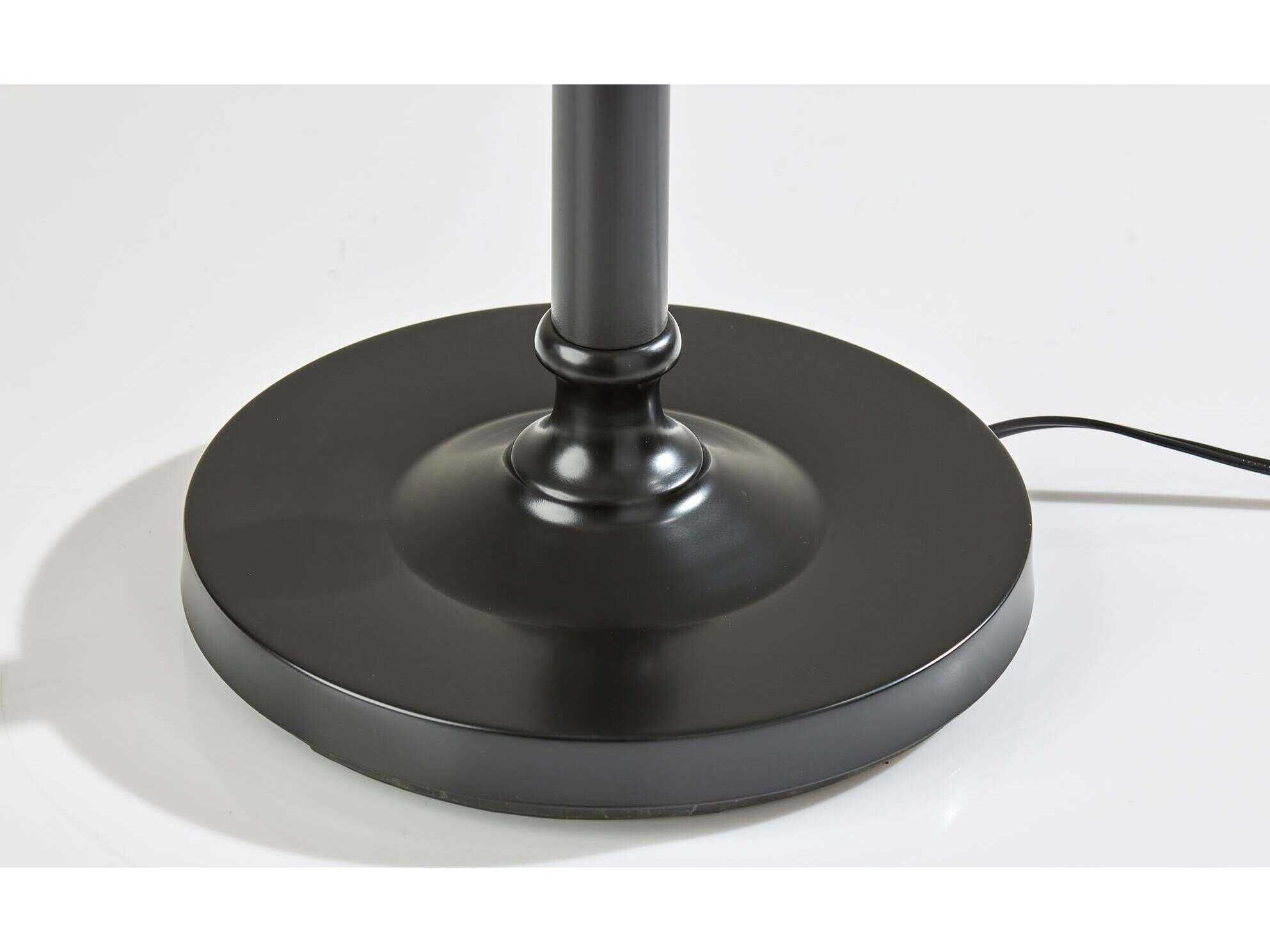 Adesso Barton Antique Bronze Oatmeal Linen Floor Lamp