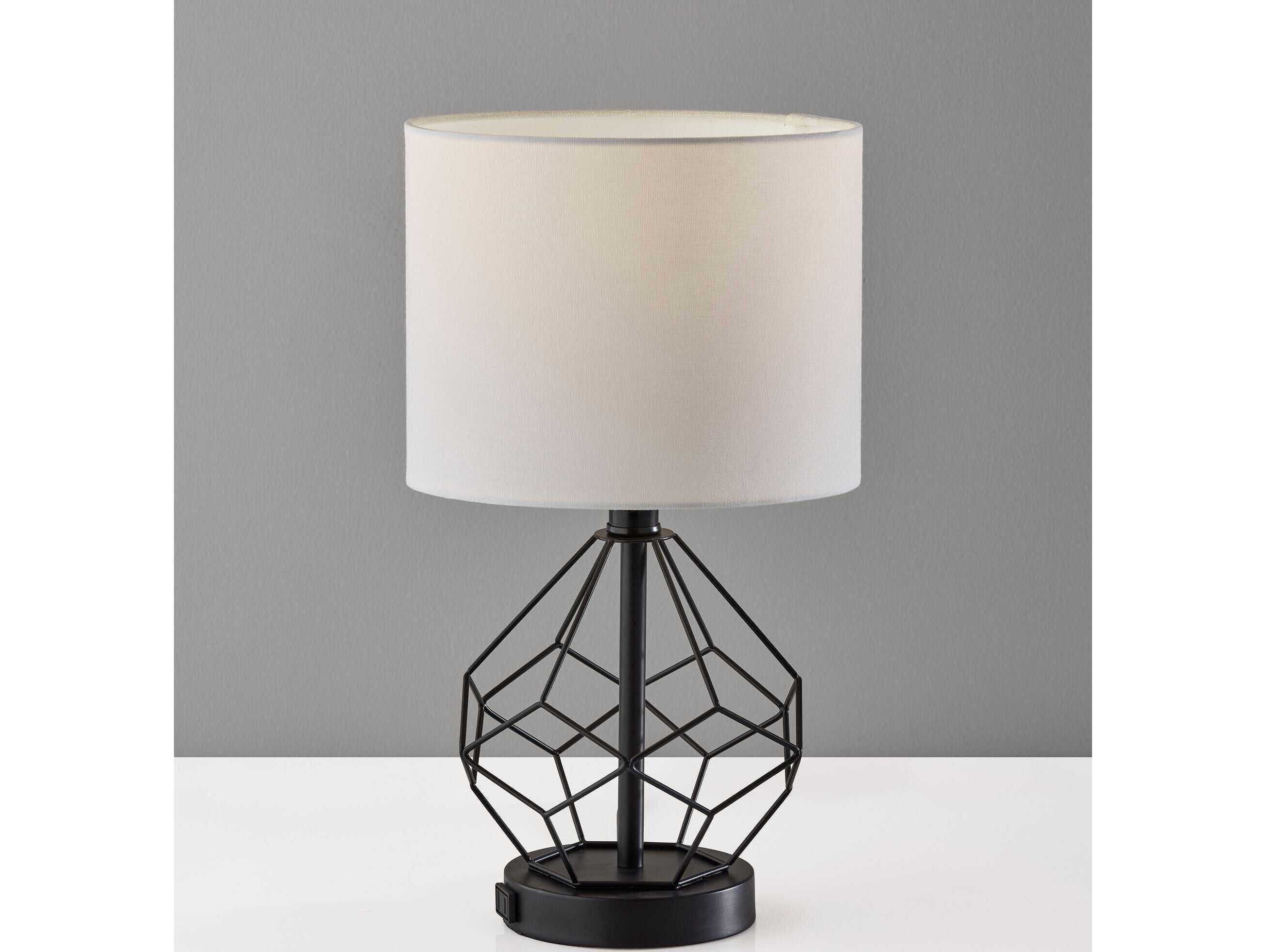 Adesso Chiara Black White Fabric Table Lamp Set of 2