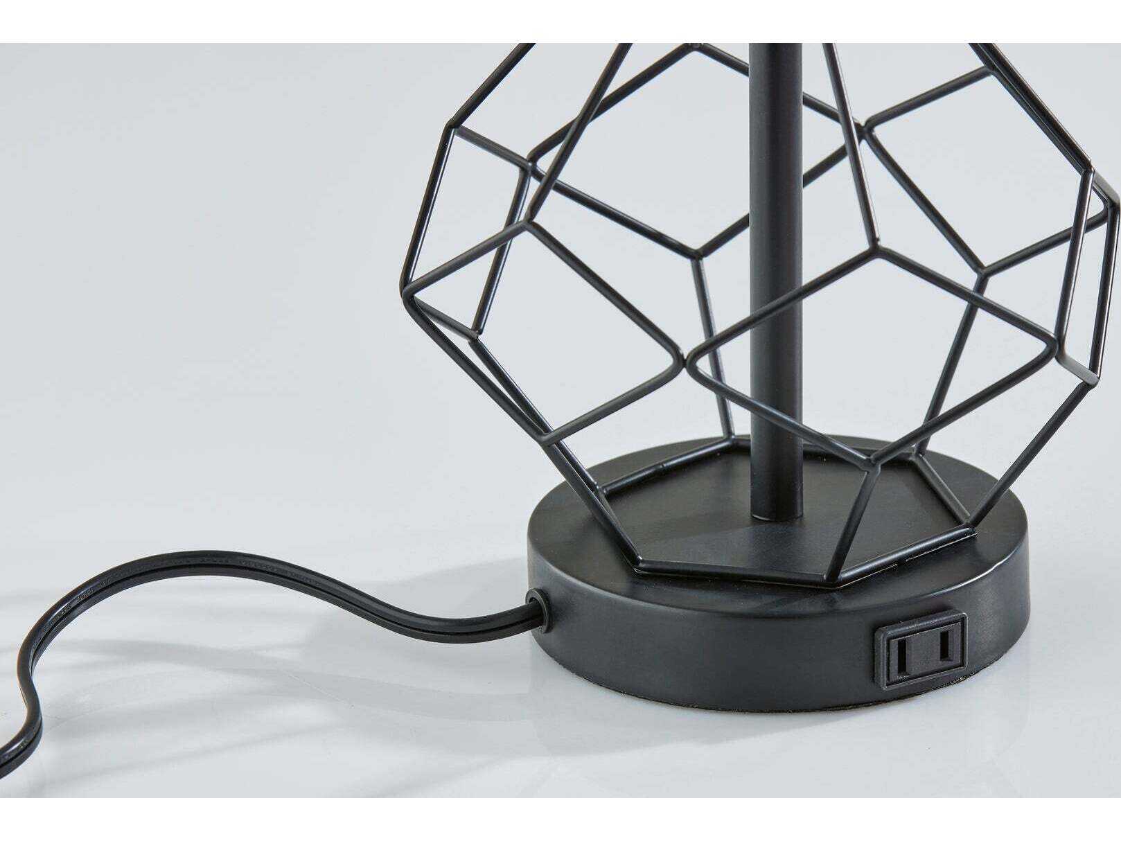 Adesso Chiara Black White Fabric Table Lamp Set of 2