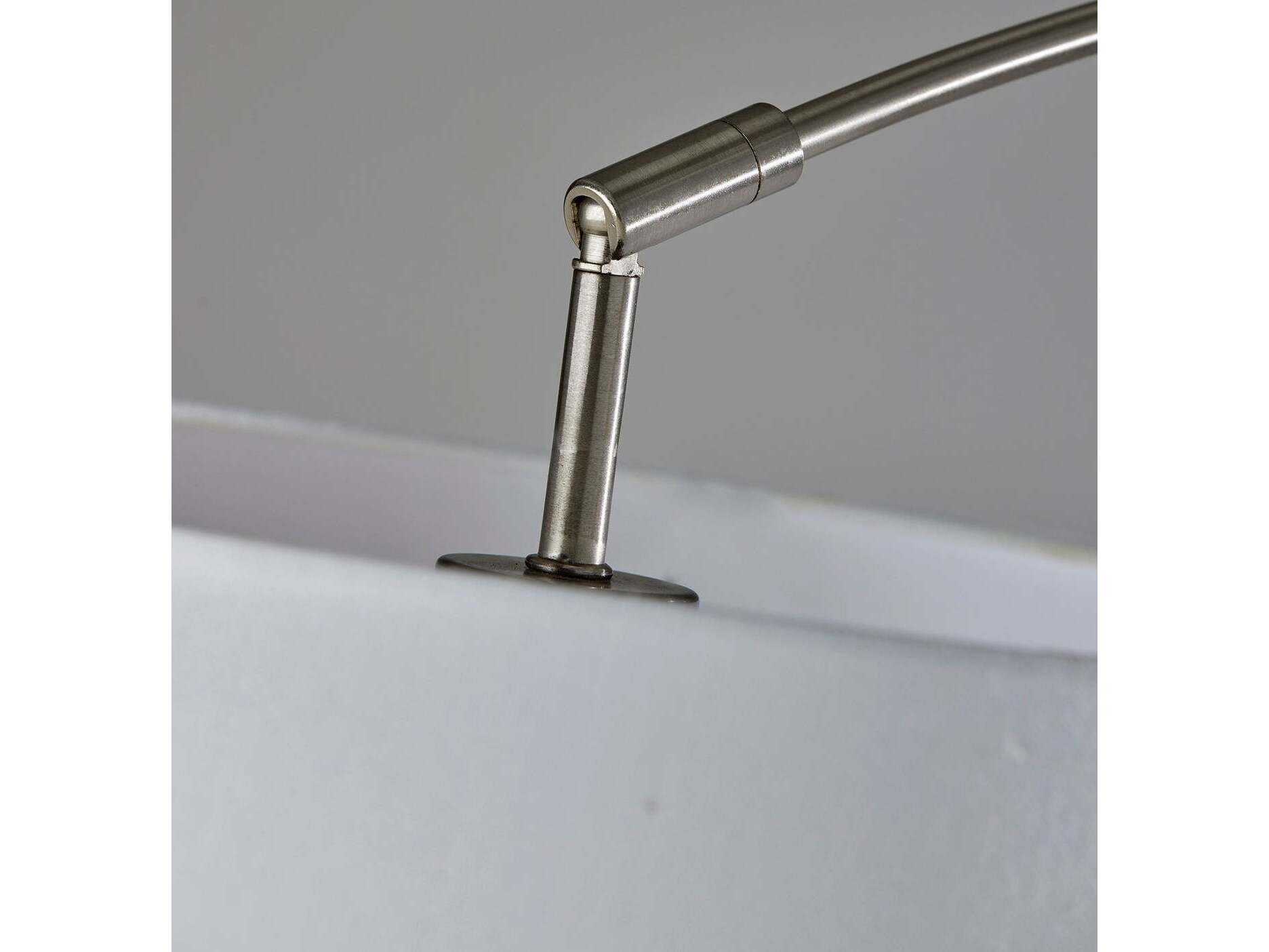 Adesso Rigley Brushed Steel White Linen Fabric Floor Lamp