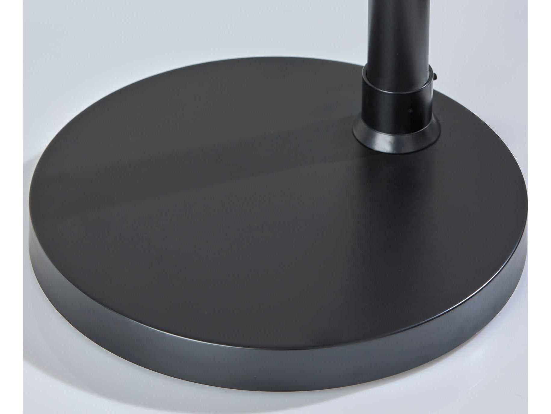 Adesso Barton Black Oatmeal Linen Fabric Floor Lamp