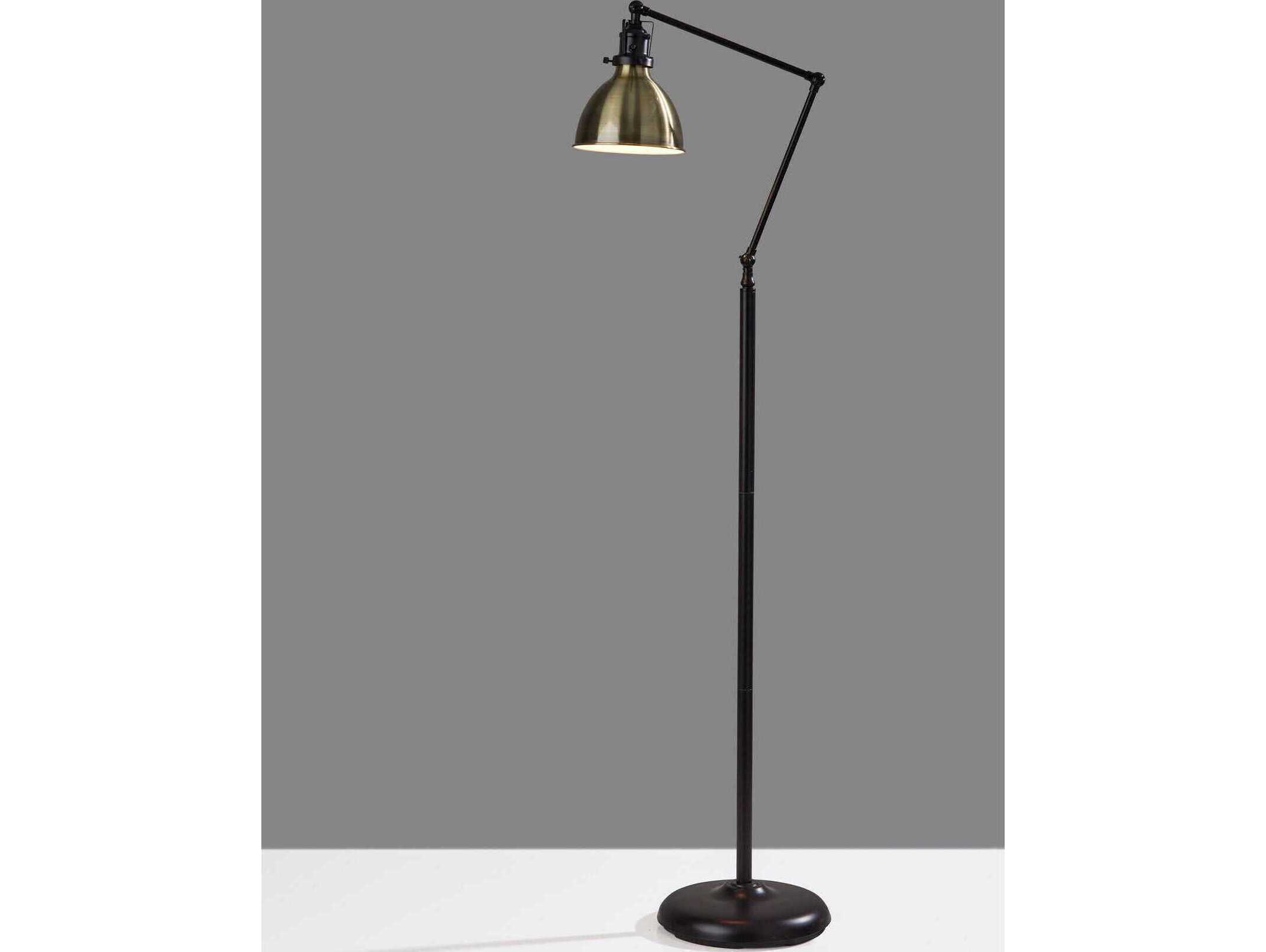 Adesso Alden Antique Bronze Brass Floor Lamp