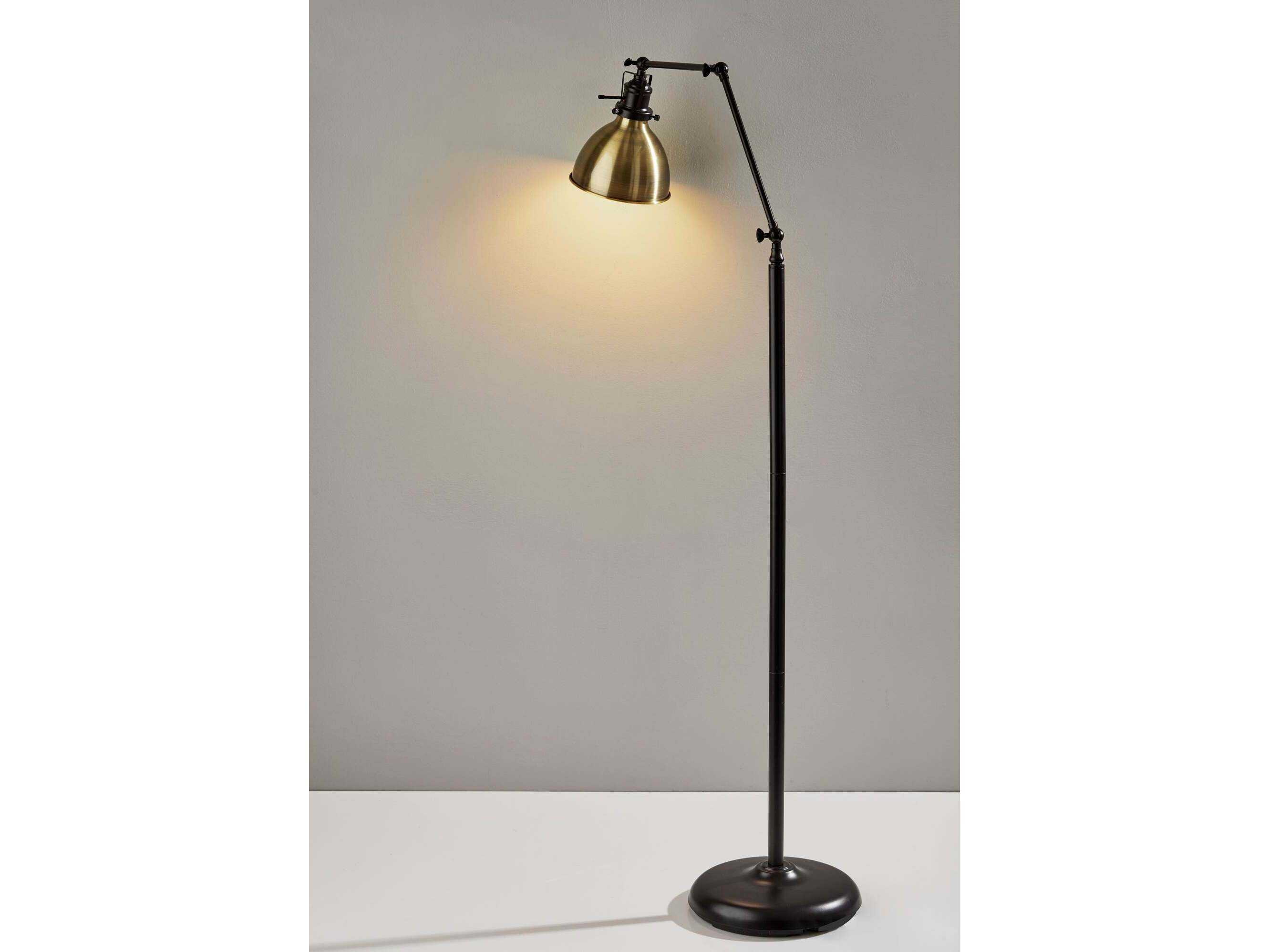 Adesso Alden Antique Bronze Brass Floor Lamp
