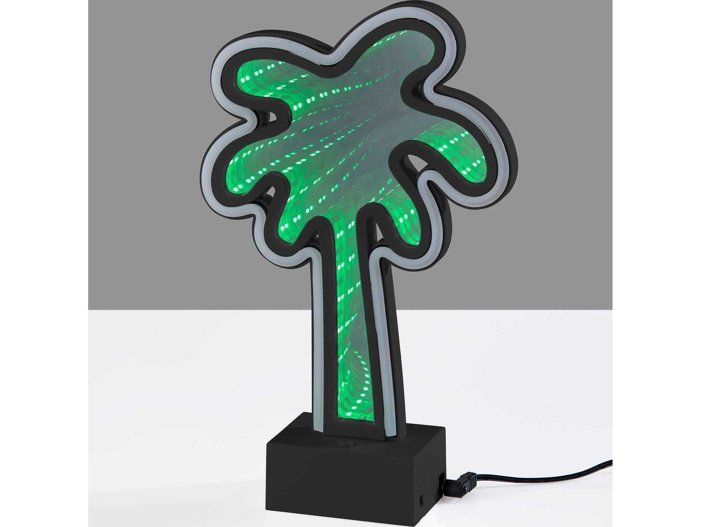 Adesso Infinity Black Mirrored Plastic With Neon Border Table Lamp