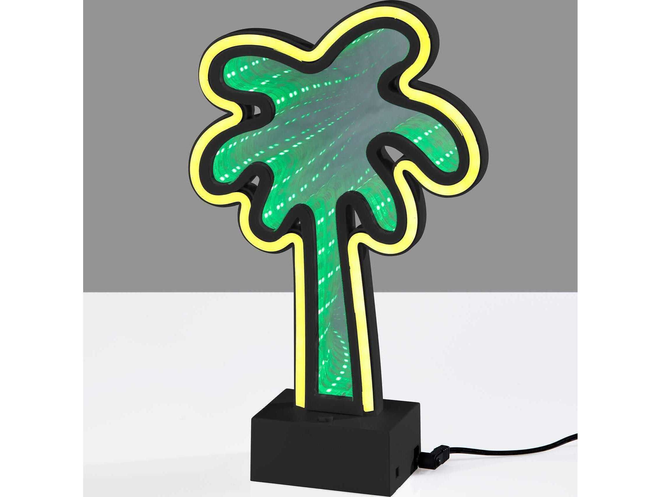 Adesso Infinity Black Mirrored Plastic With Neon Border Table Lamp