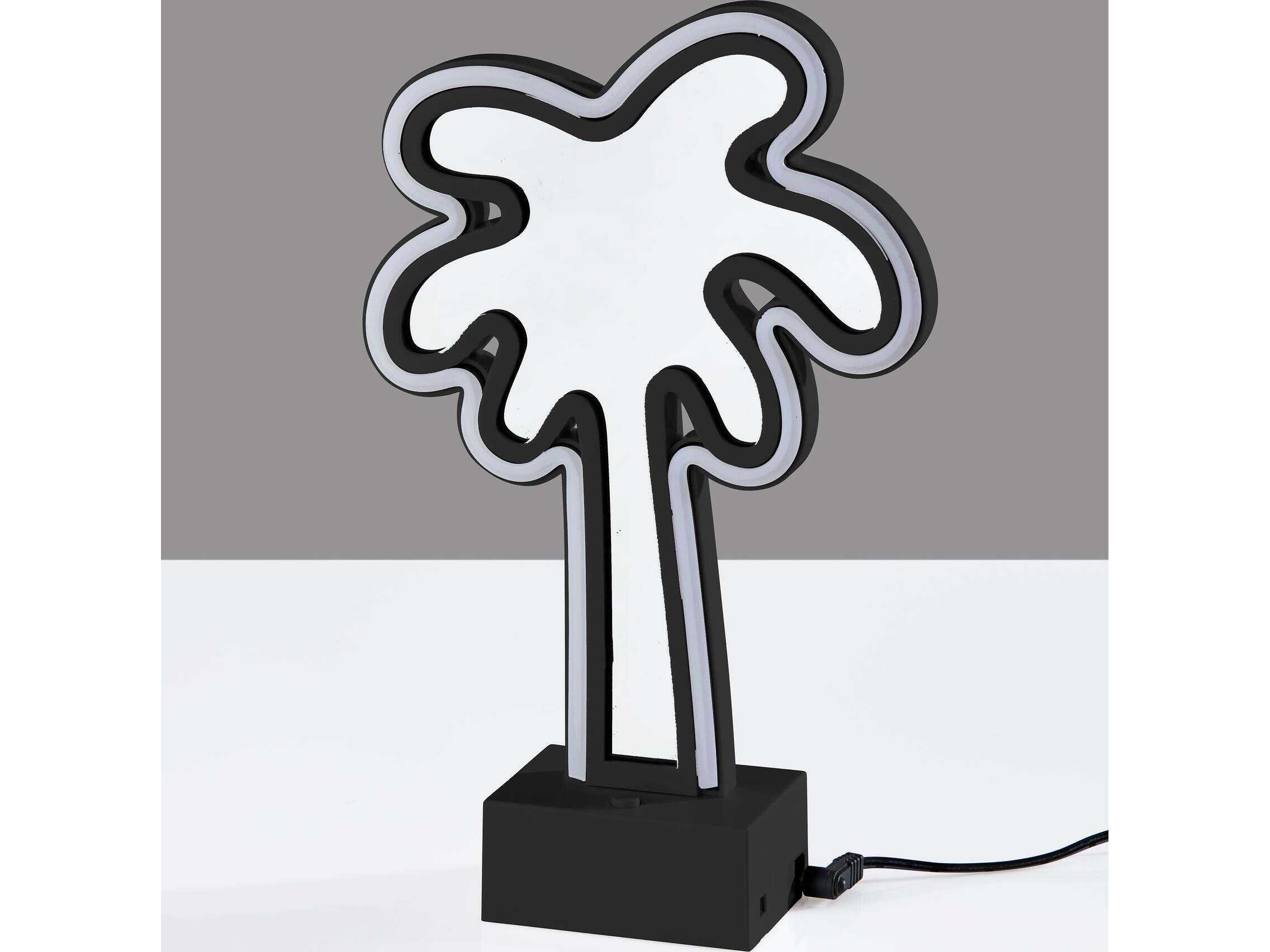 Adesso Infinity Black Mirrored Plastic With Neon Border Table Lamp