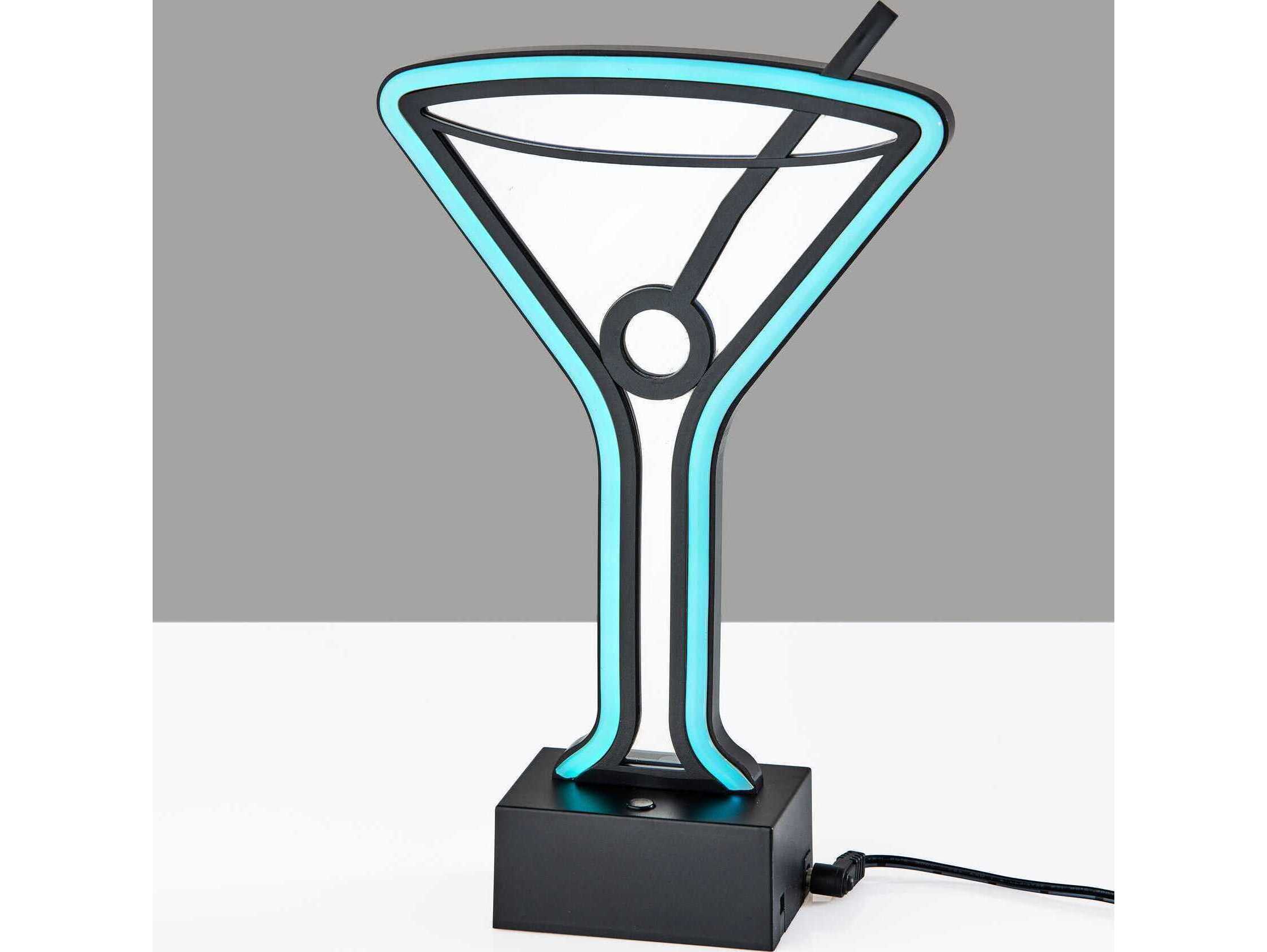 Adesso Infinity Black Mirrored Plastic With Neon Border Table Lamp