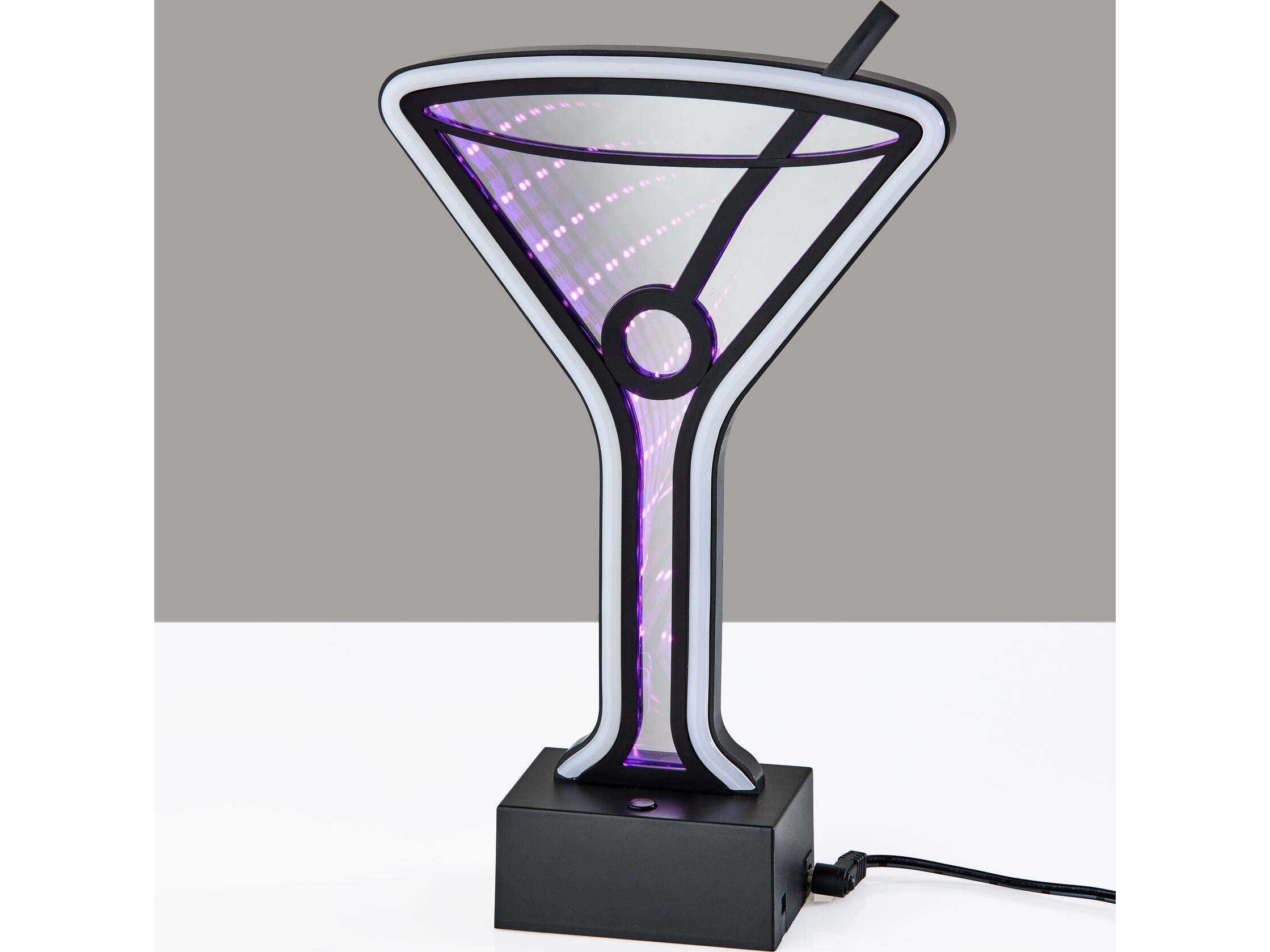 Adesso Infinity Black Mirrored Plastic With Neon Border Table Lamp