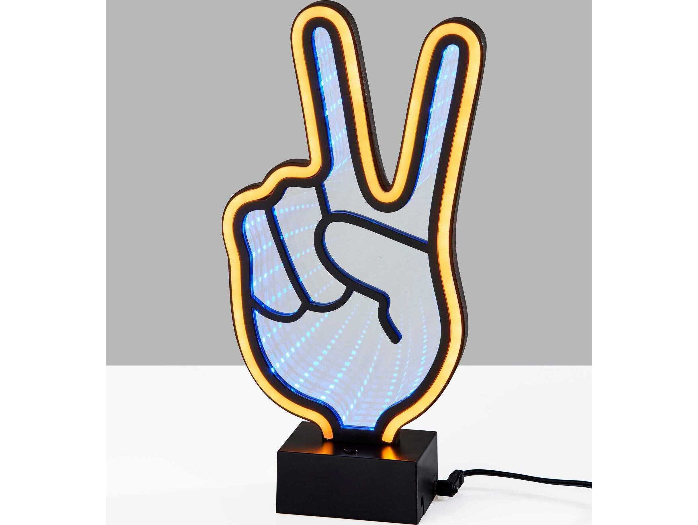 Adesso Infinity Black Mirrored Plastic With Neon Border Table Lamp