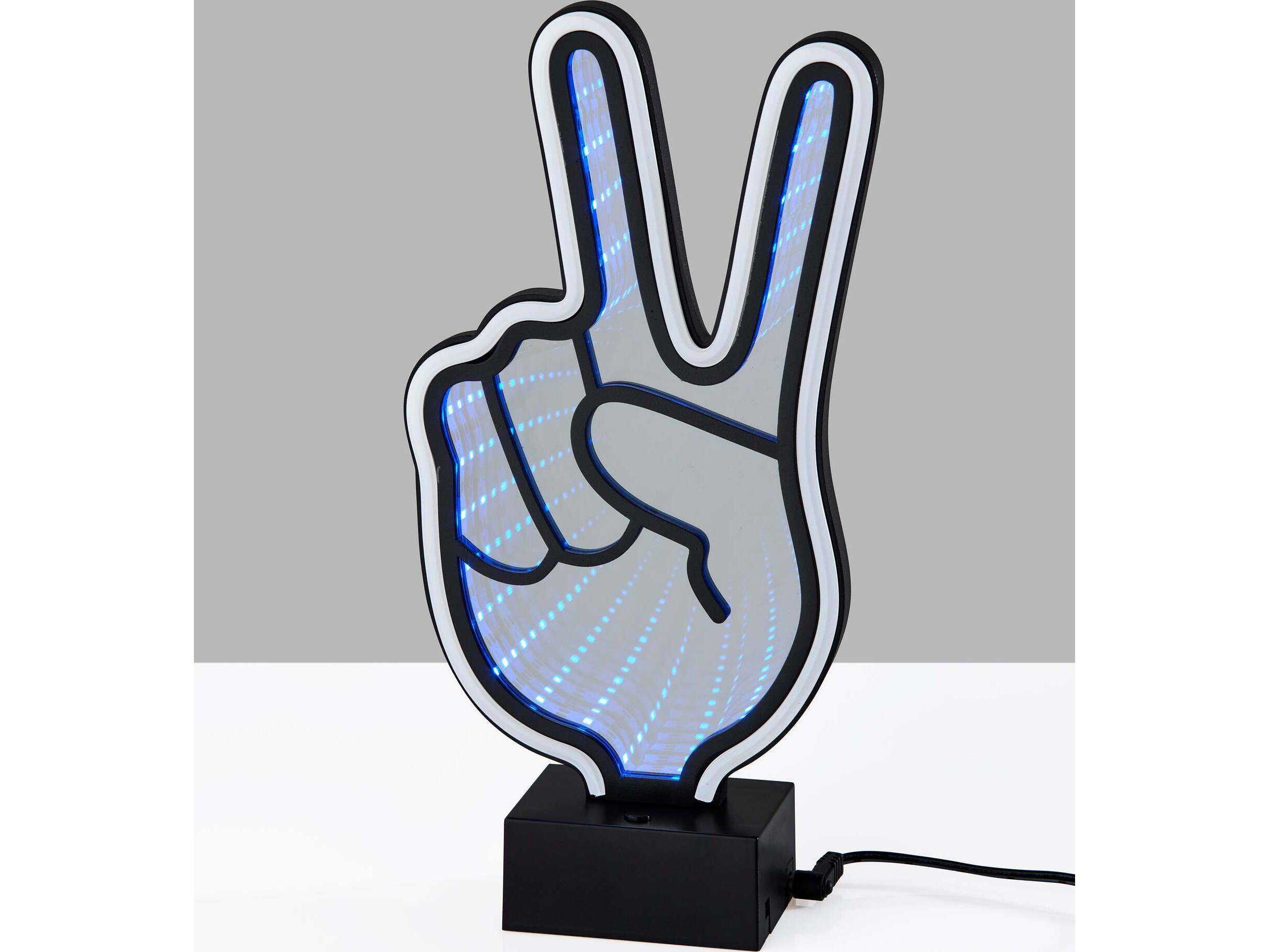 Adesso Infinity Black Mirrored Plastic With Neon Border Table Lamp