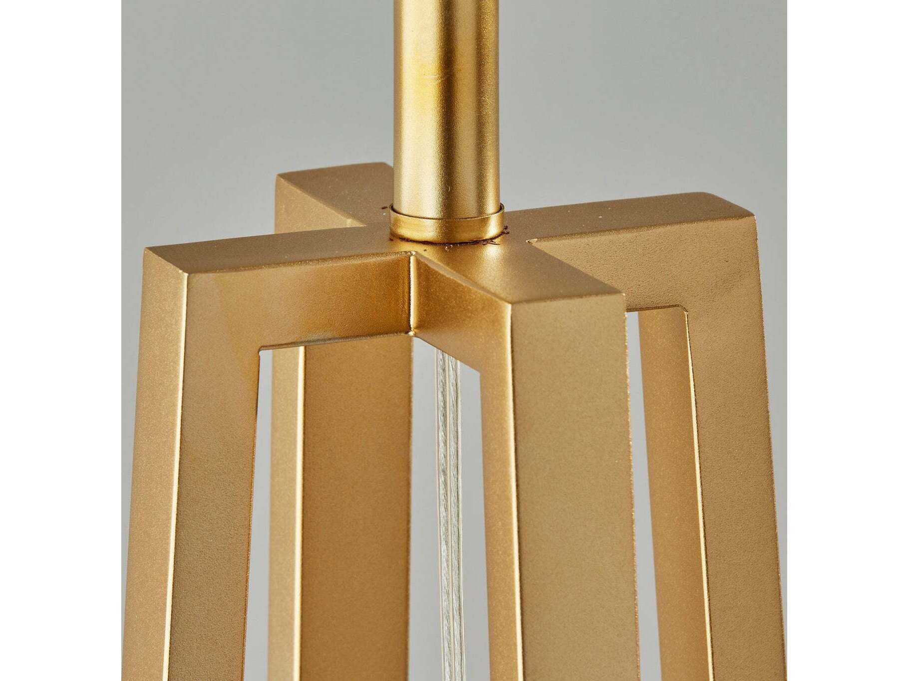 Adesso Oakley Antique Brass White Linen Fabric Floor Lamp