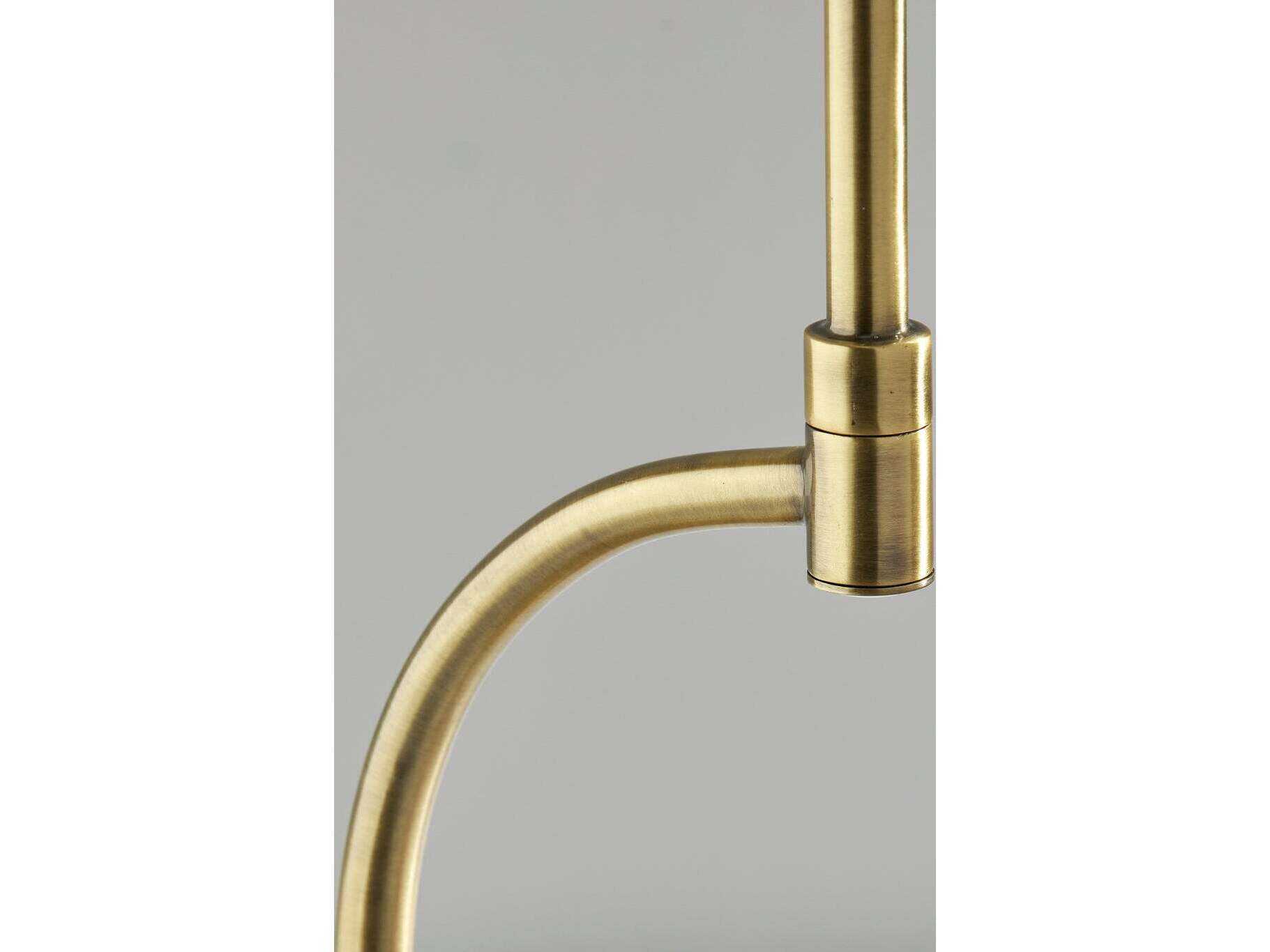 Adesso Oakley Antique Brass White Linen Fabric Floor Lamp