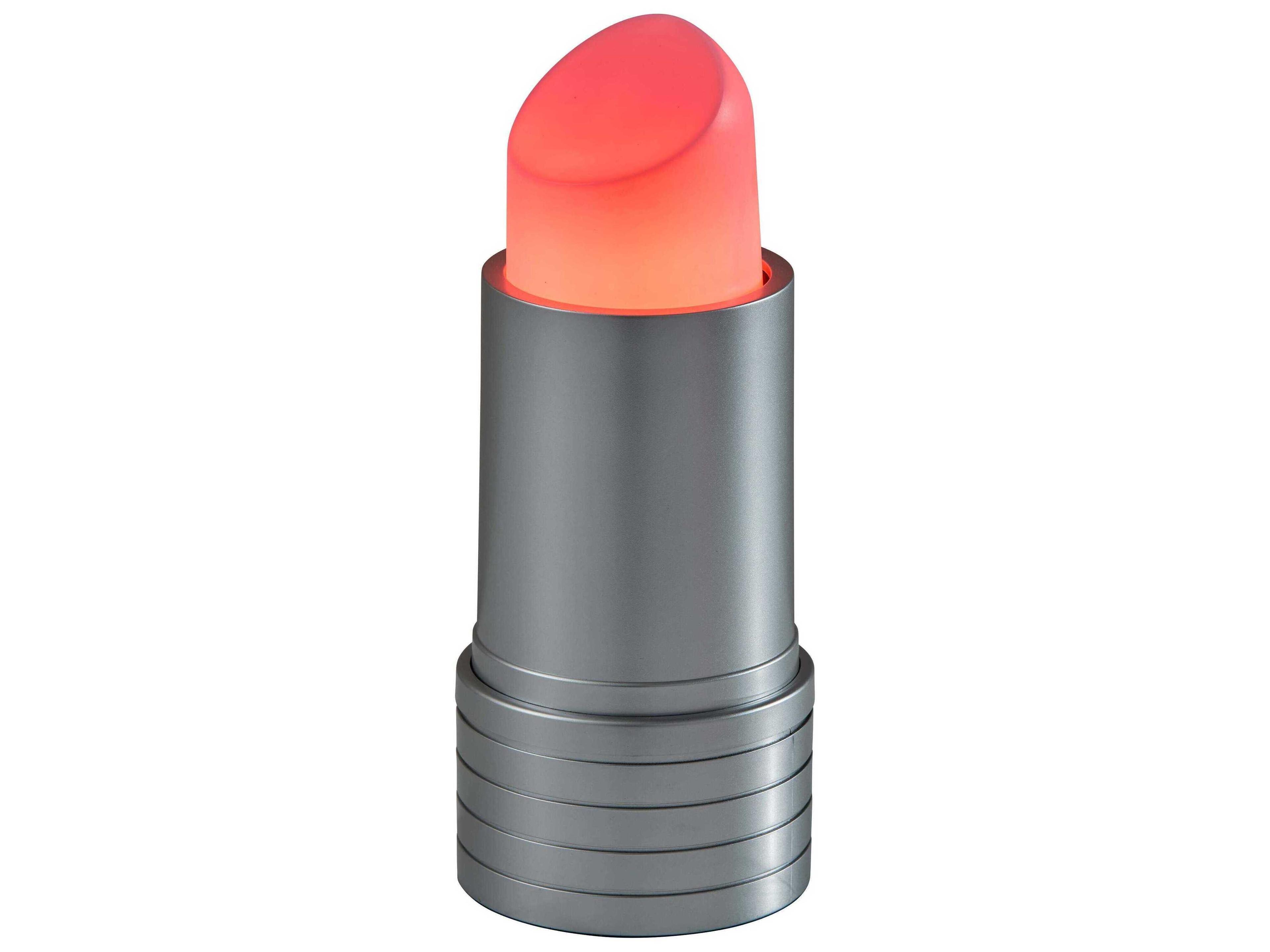 Adesso Lipstick Silver Pink Plastic Table Lamp