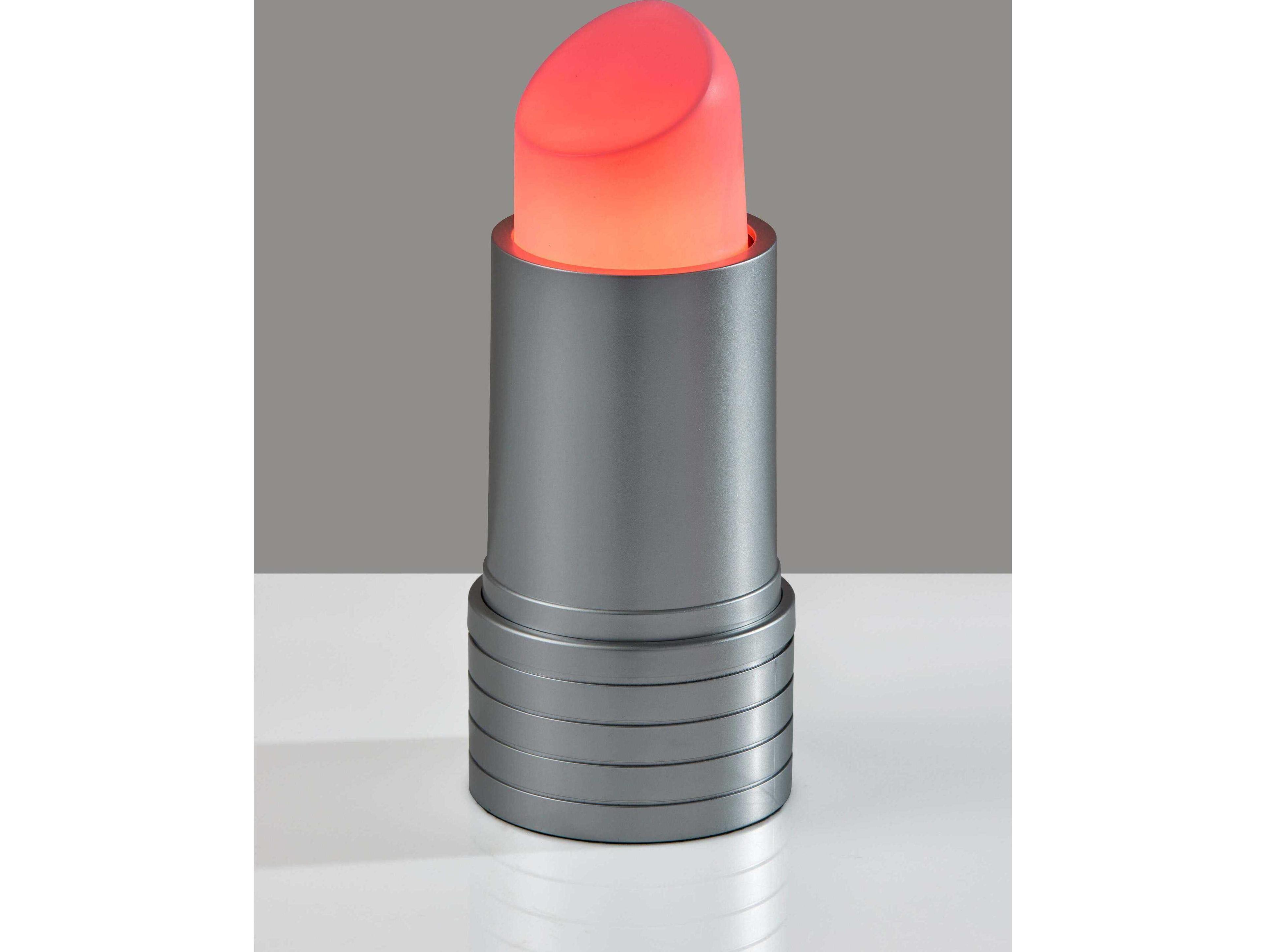 Adesso Lipstick Silver Pink Plastic Table Lamp