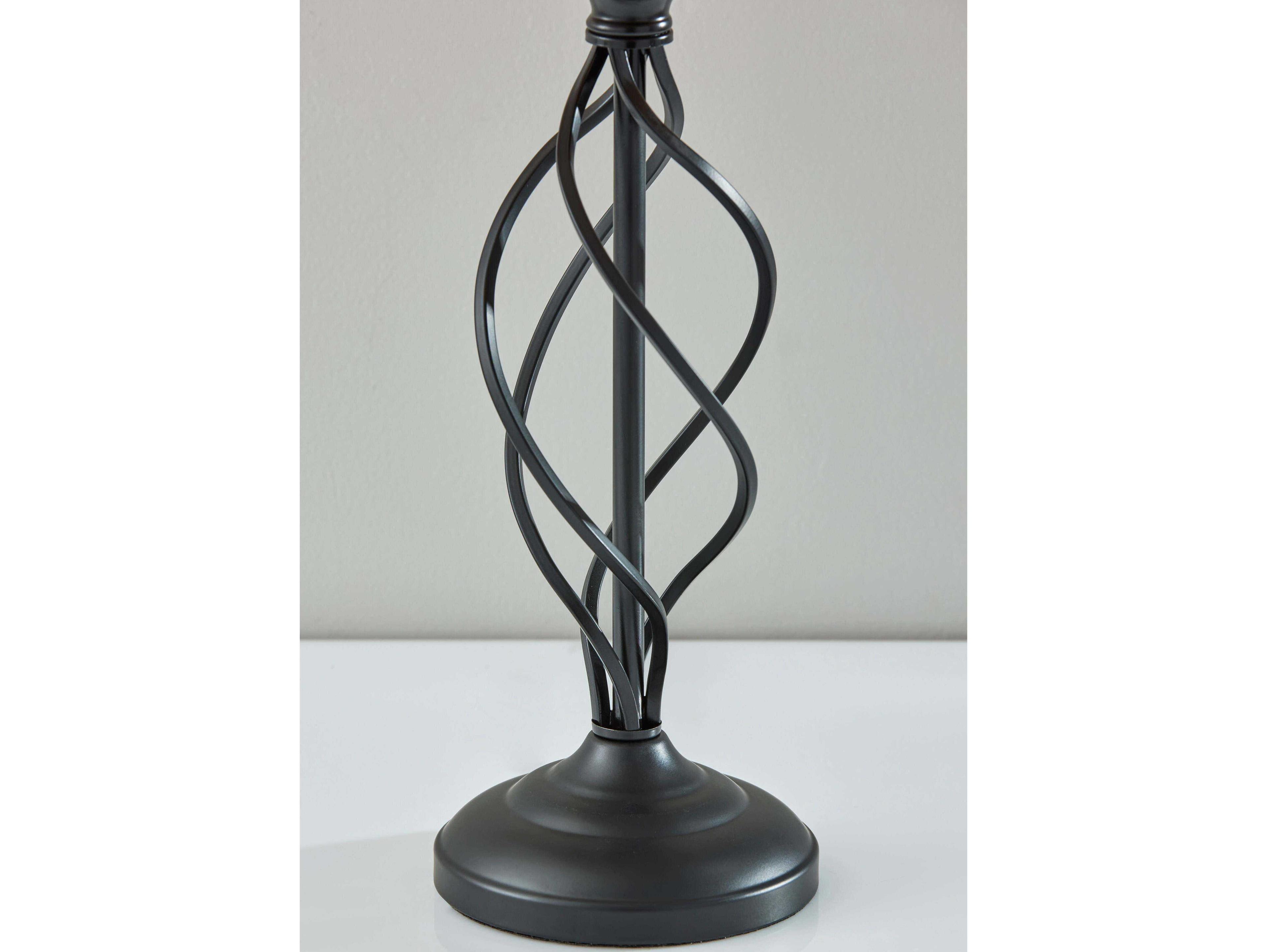 Adesso Darcy Black Natural Woven Rattan Buffet Lamp