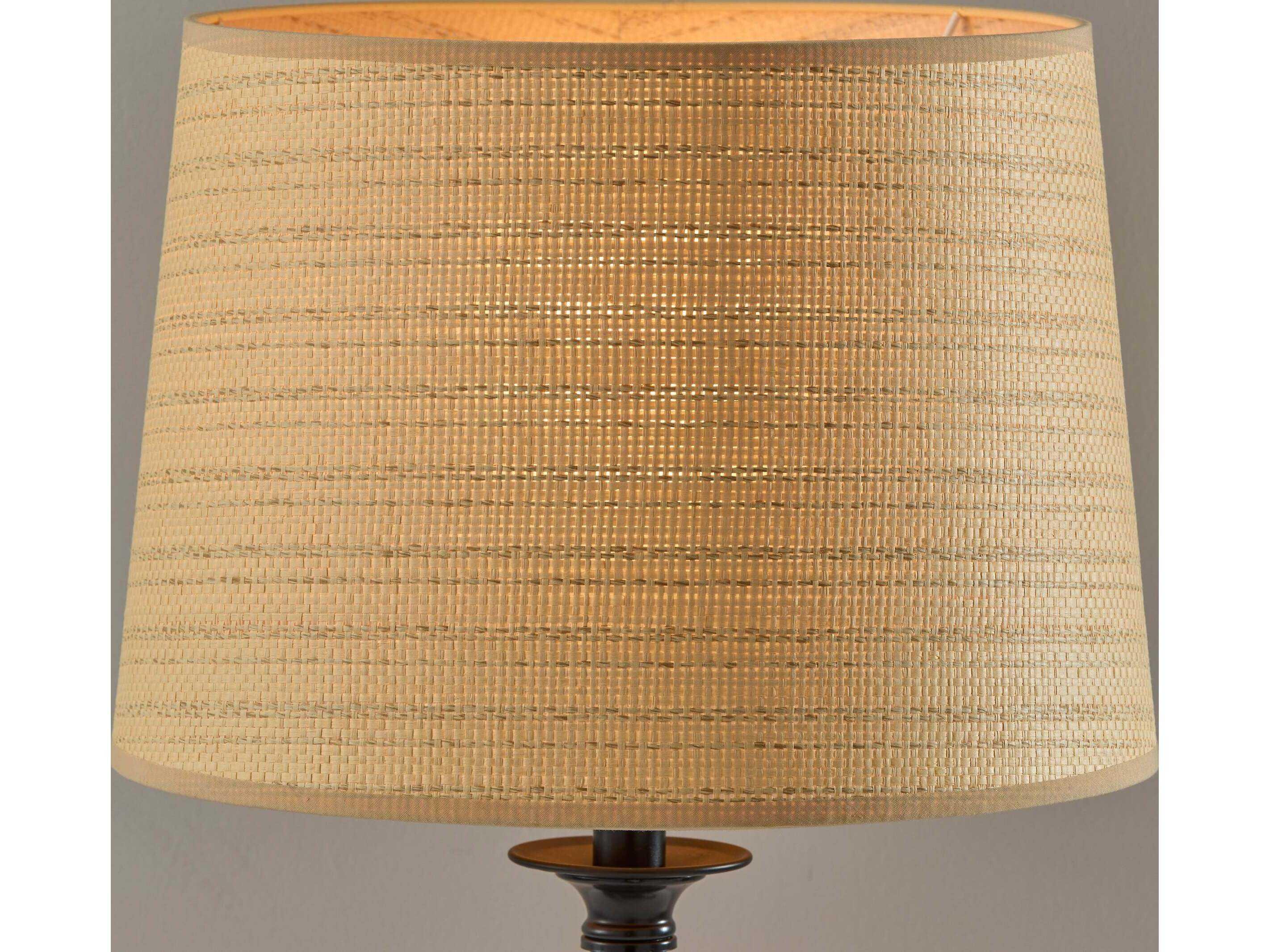 Adesso Darcy Black Natural Woven Rattan Buffet Lamp