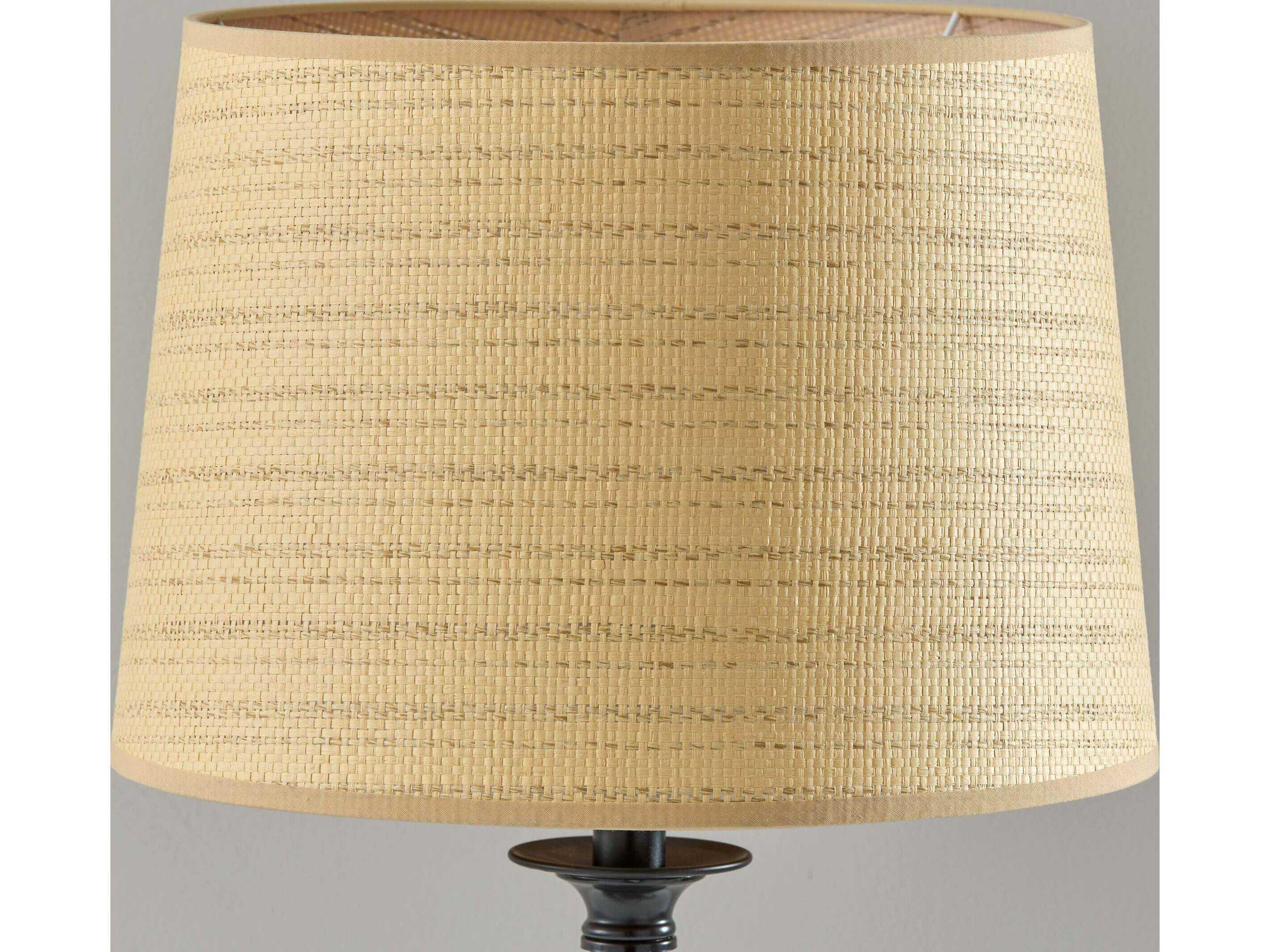 Adesso Darcy Black Natural Woven Rattan Buffet Lamp