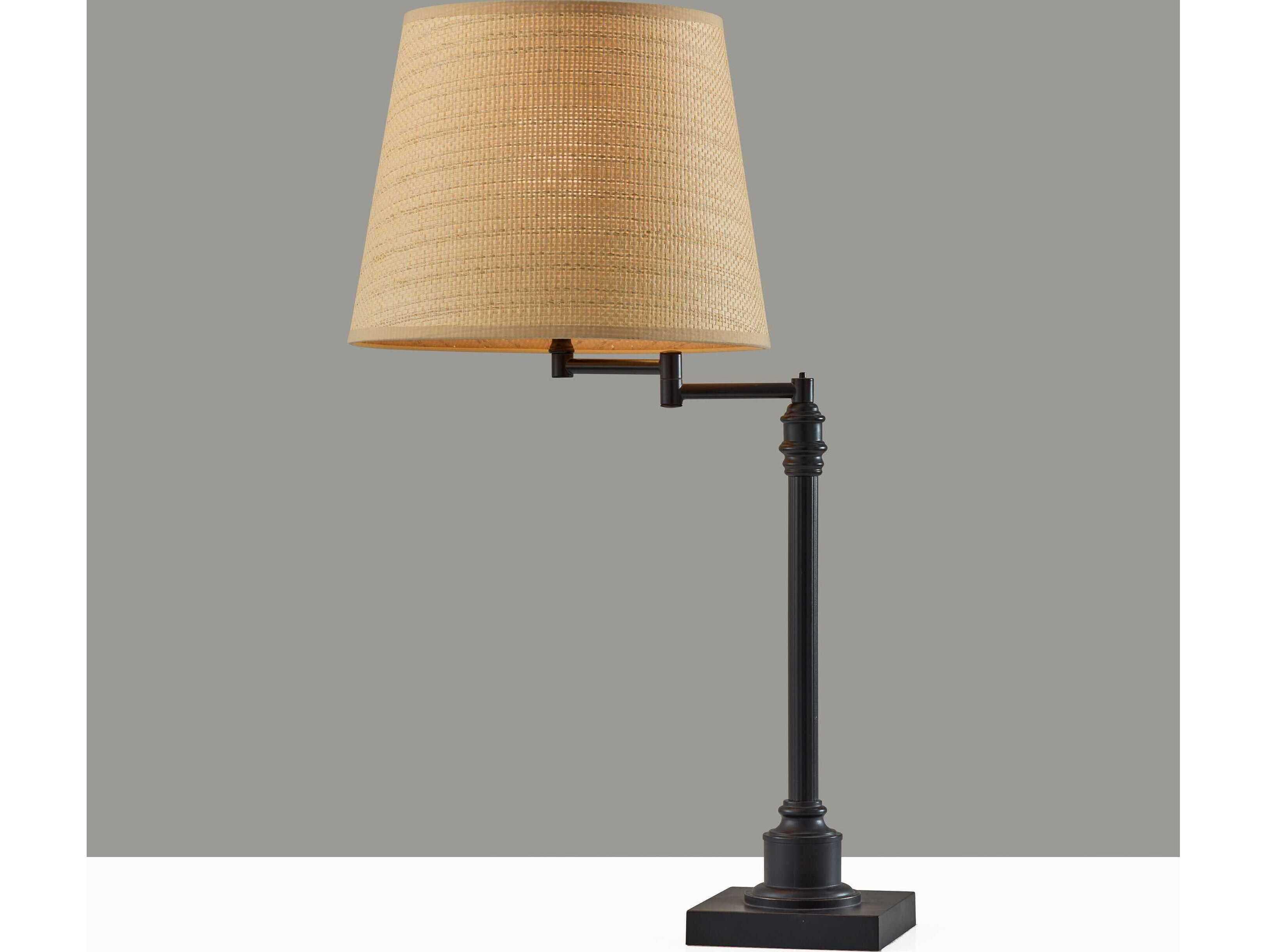 Adesso Dante Black Natural Woven Rattan Traditional Buffet Lamp