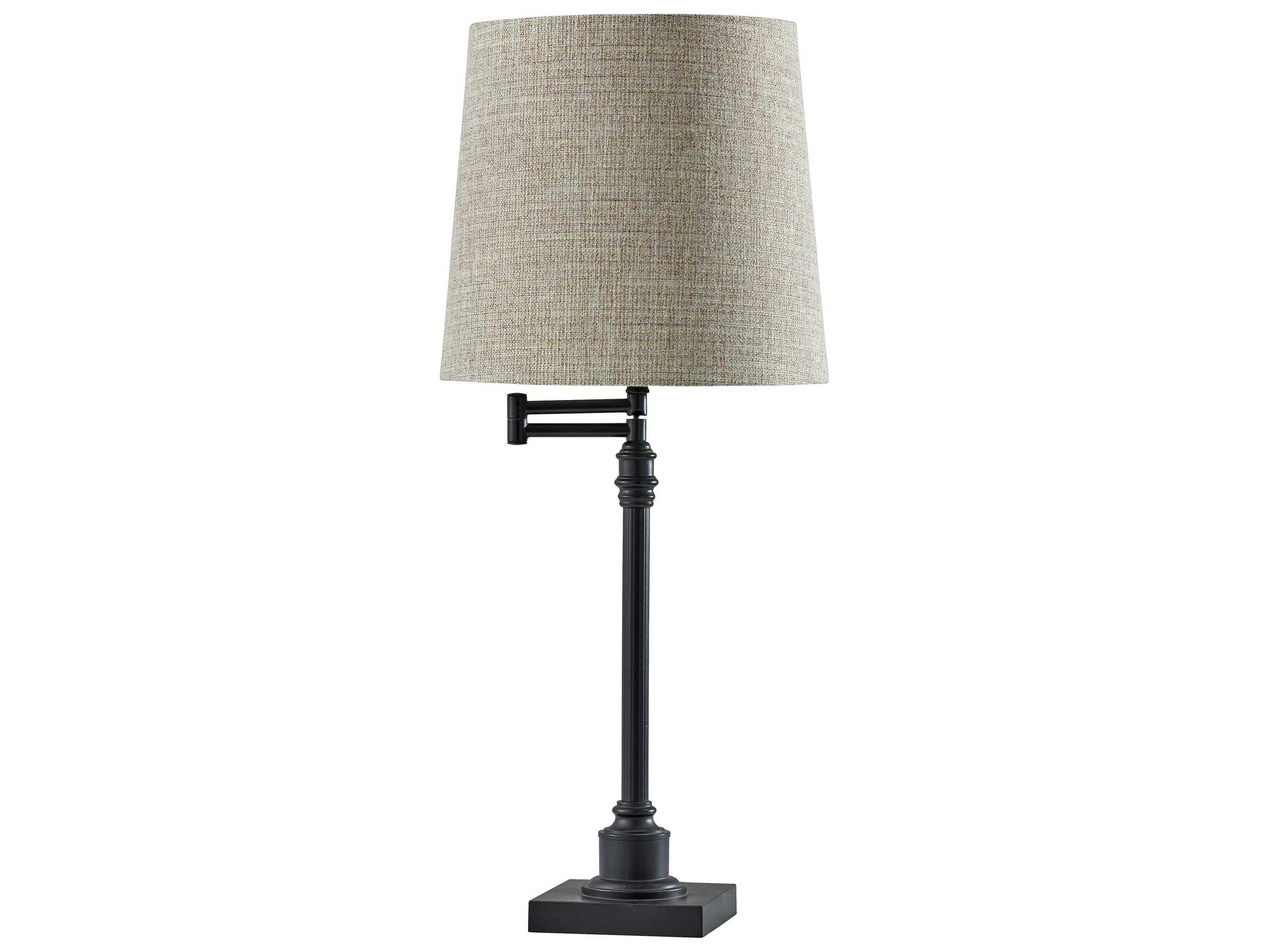 Adesso Dante Black Tan Textured Linen Traditional Buffet Lamp
