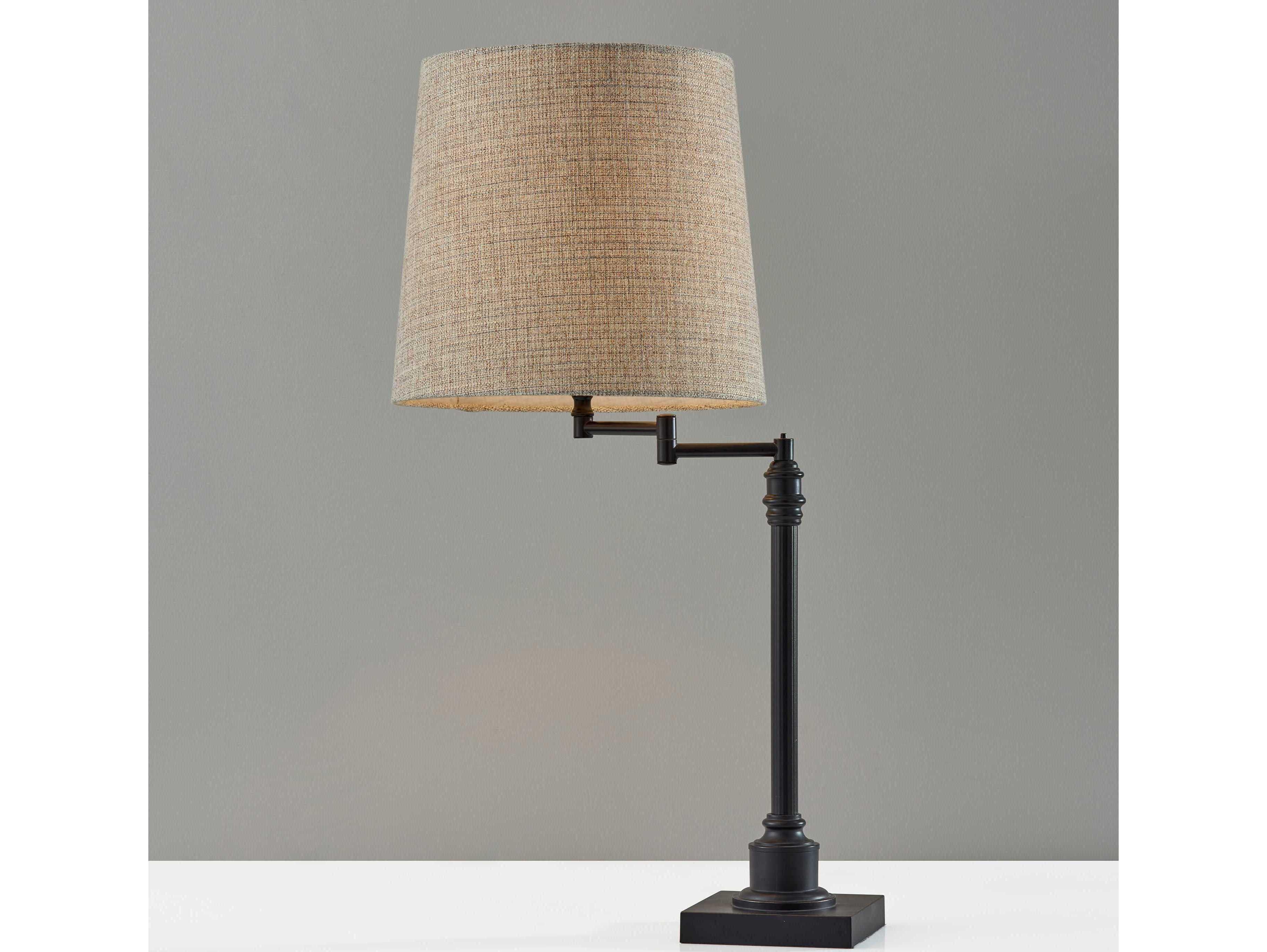 Adesso Dante Black Tan Textured Linen Traditional Buffet Lamp