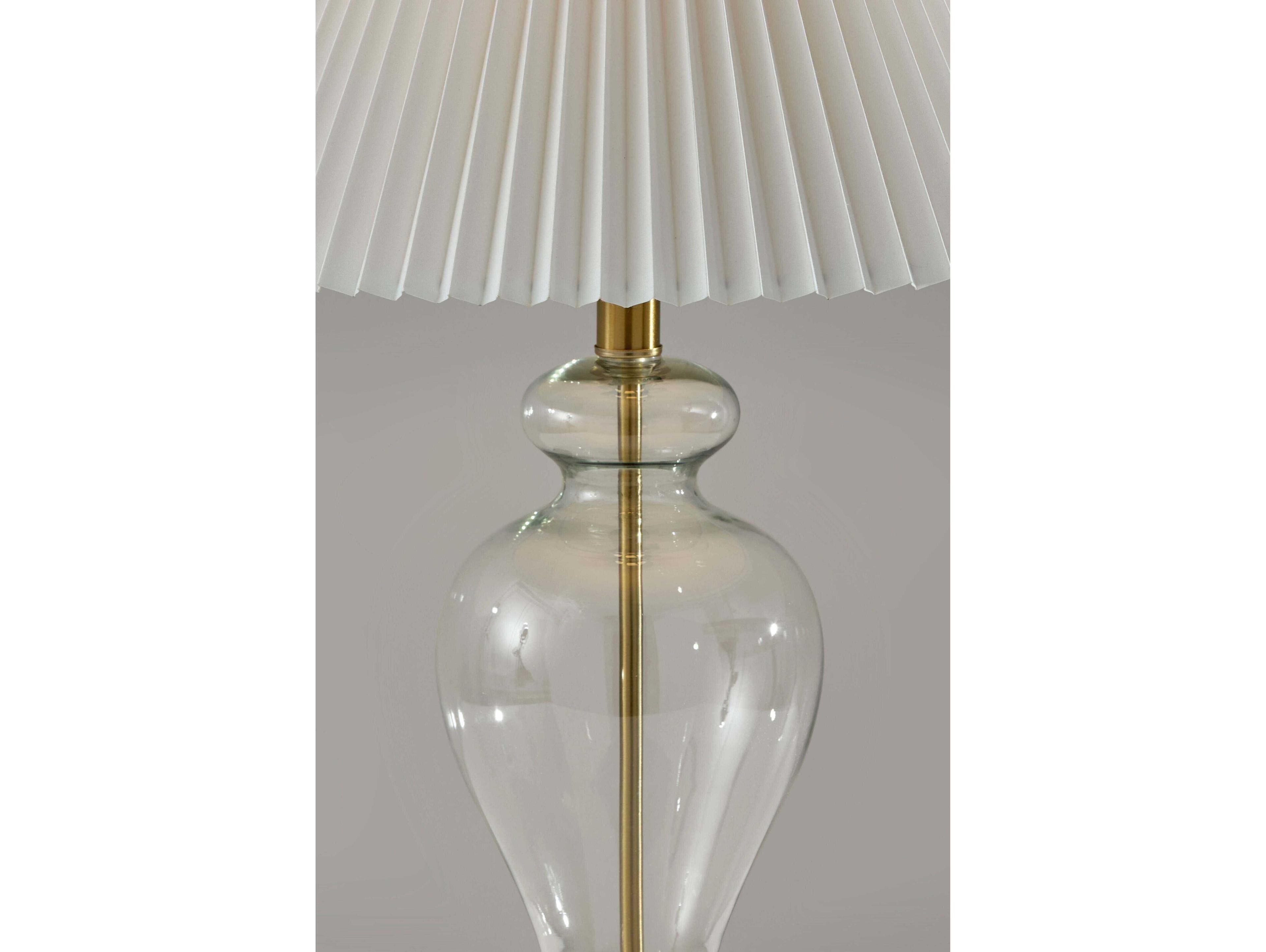 Adesso Sonata Glass White Fabric Brass Buffet Lamp