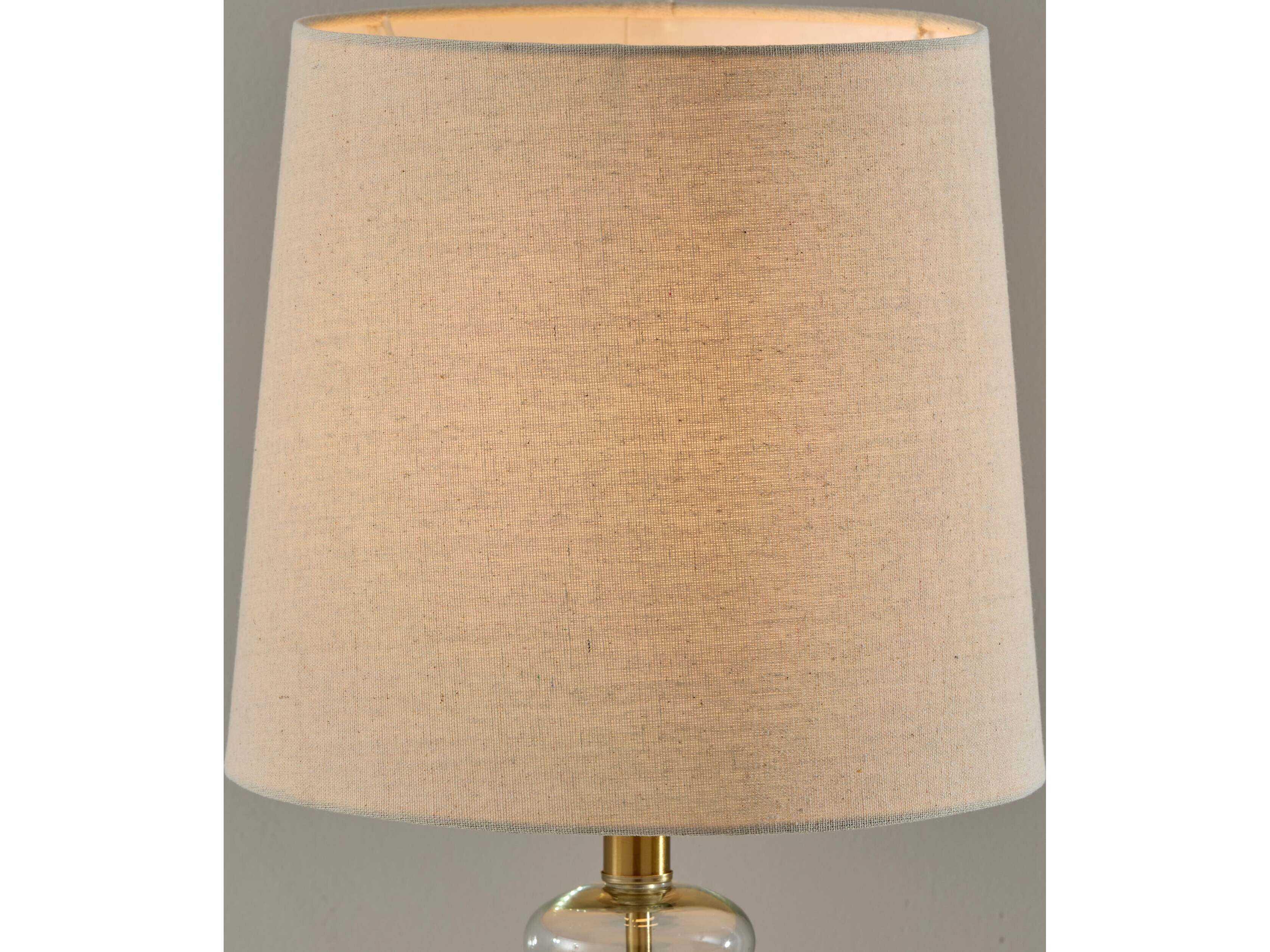 Adesso Sonata Glass Tan Textured Linen Brass Buffet Lamp