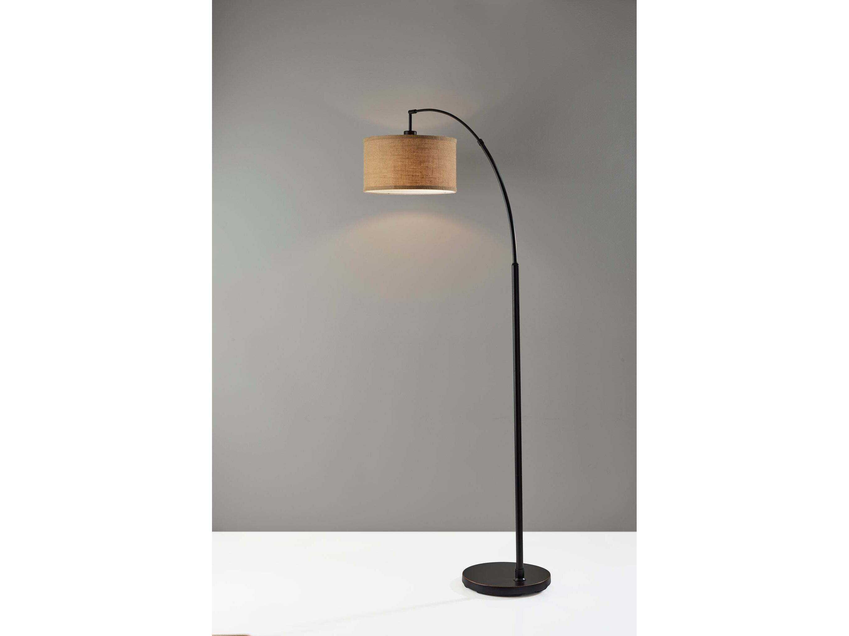 Adesso Burlap Antique Bronze Floor Lamp