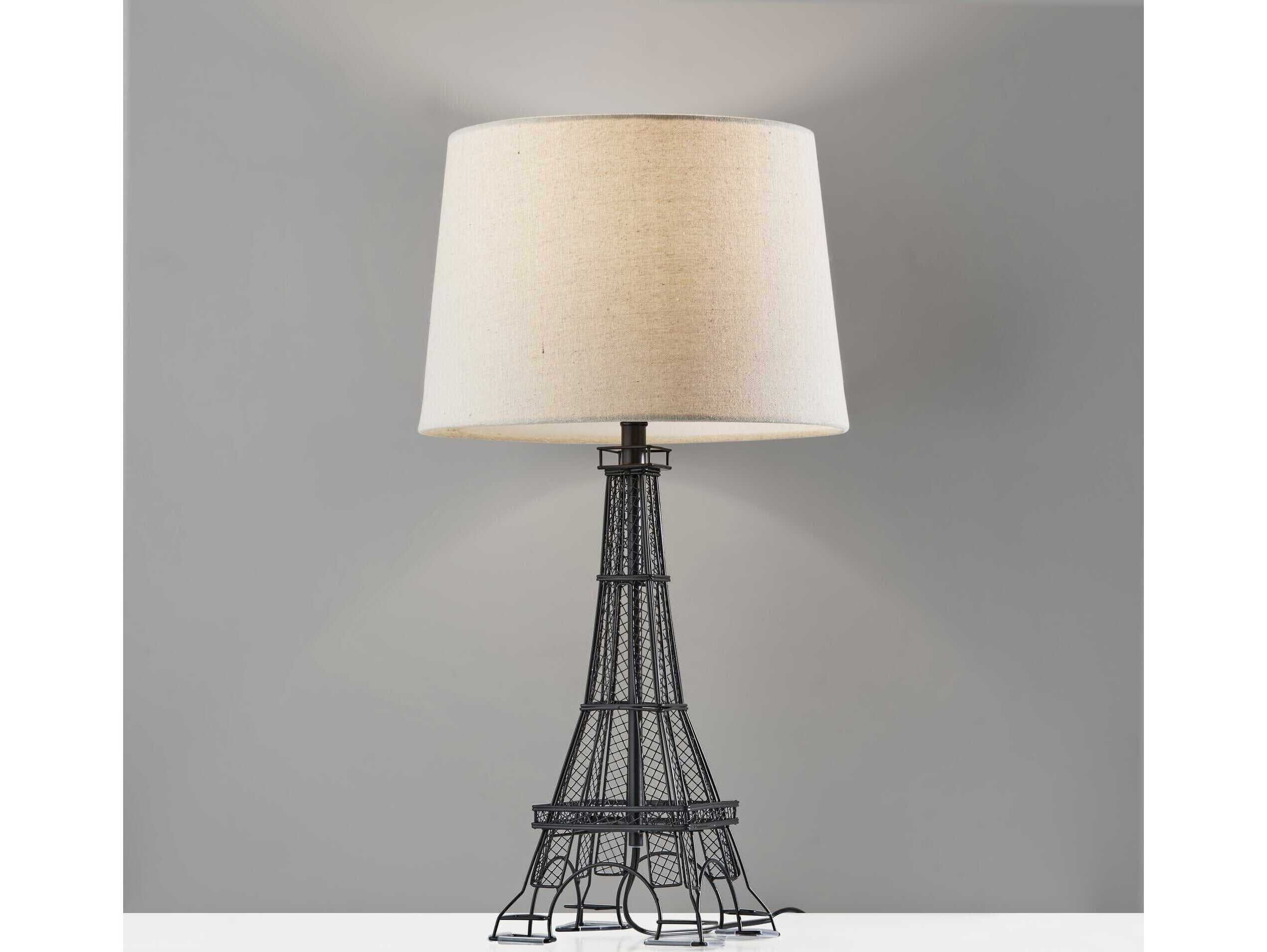 Adesso Eiffel Black Oatmeal Fabric Buffet Lamp