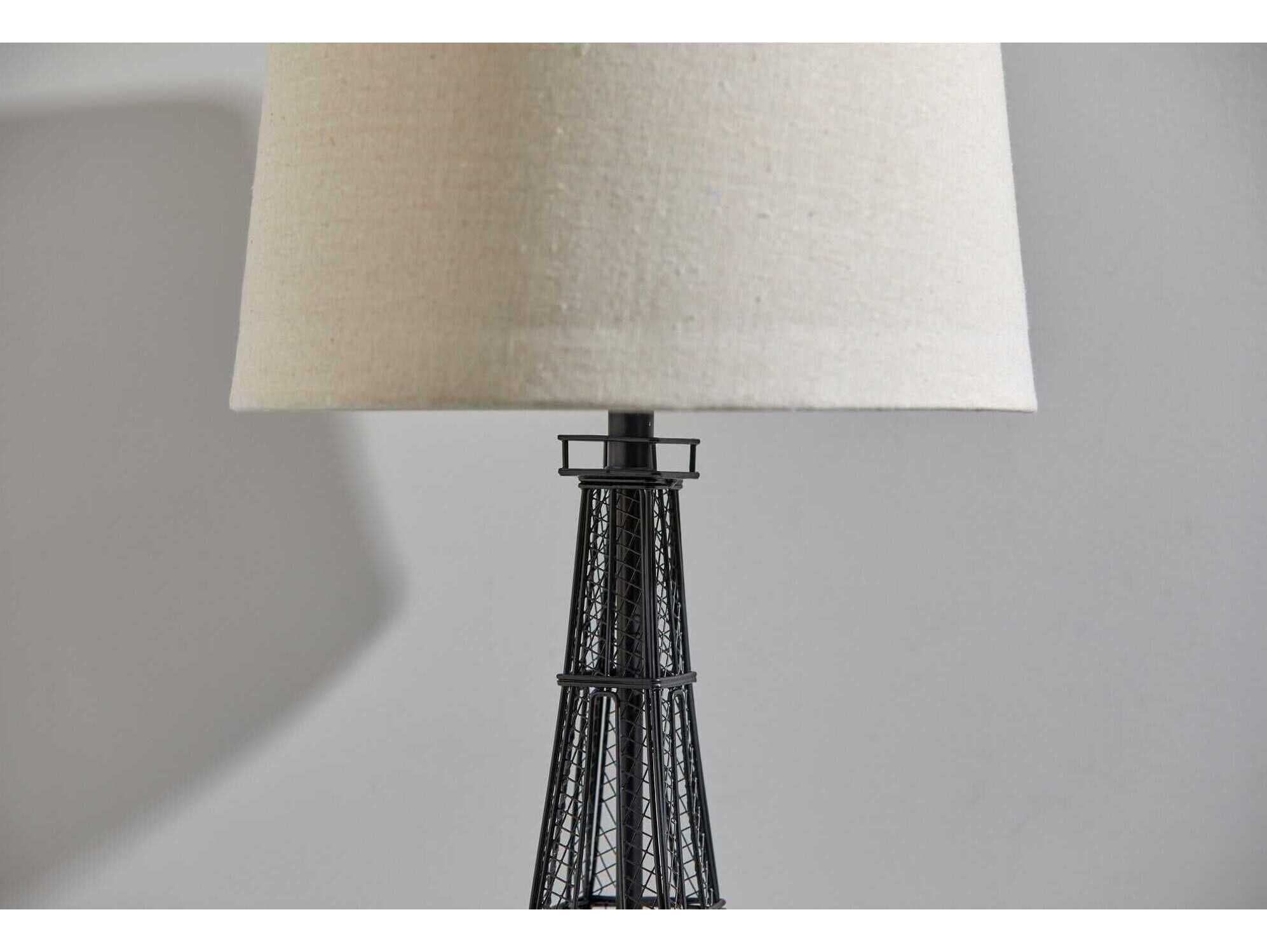 Adesso Eiffel Black Oatmeal Fabric Buffet Lamp