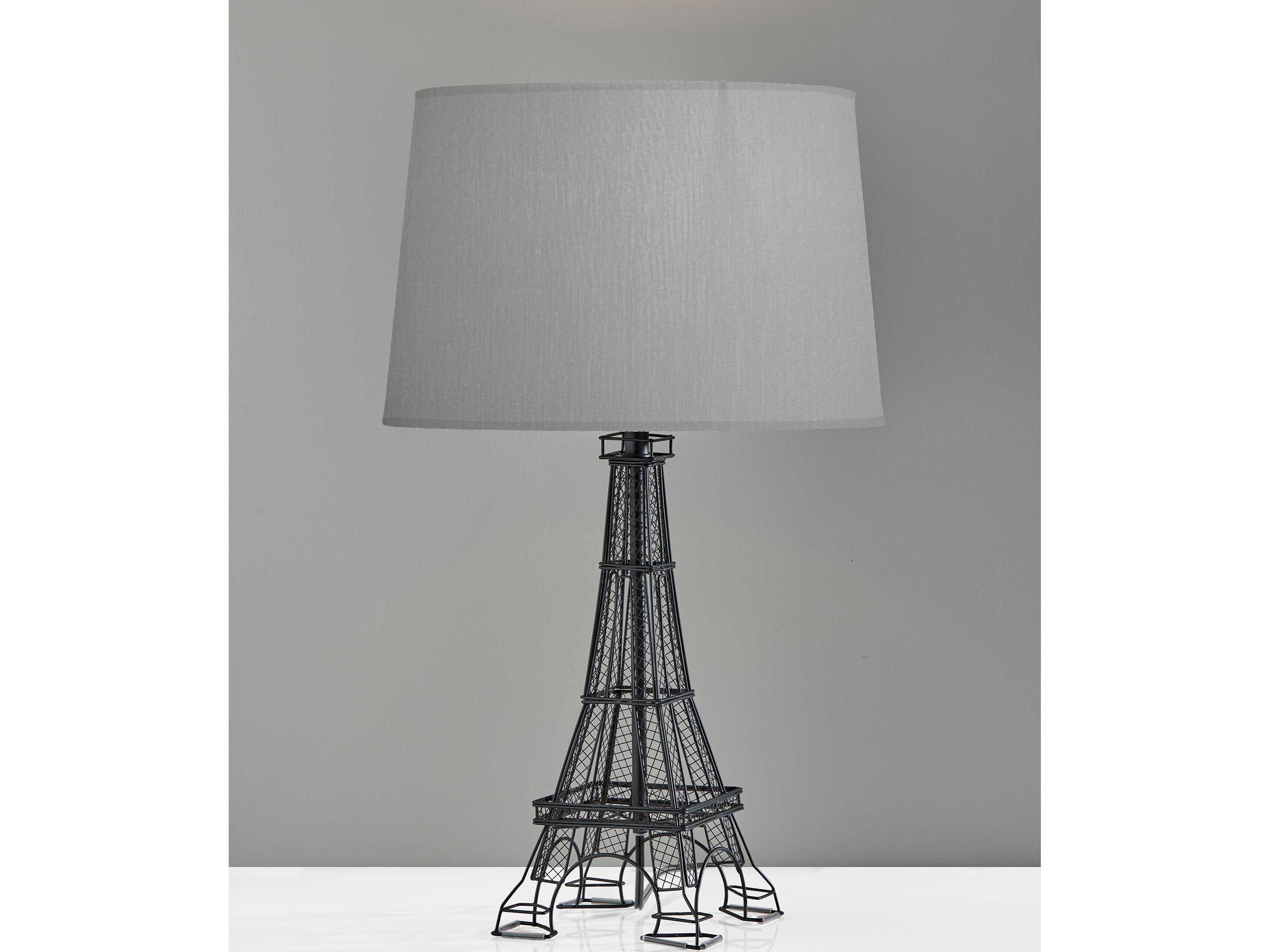 Adesso Eiffel Black Grey Fabric Buffet Lamp