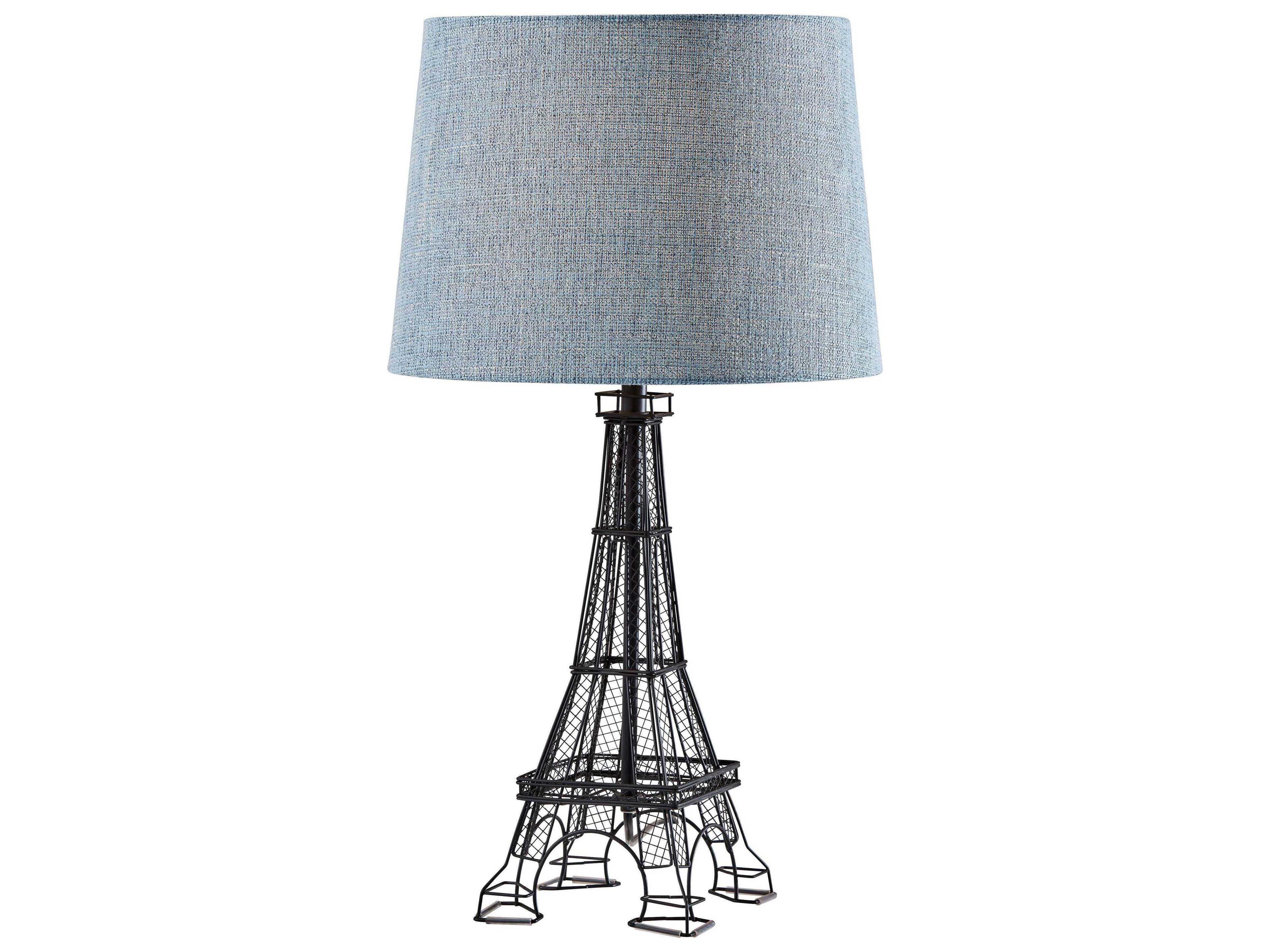 Adesso Eiffel Black Light Blue Textured Fabric Buffet Lamp