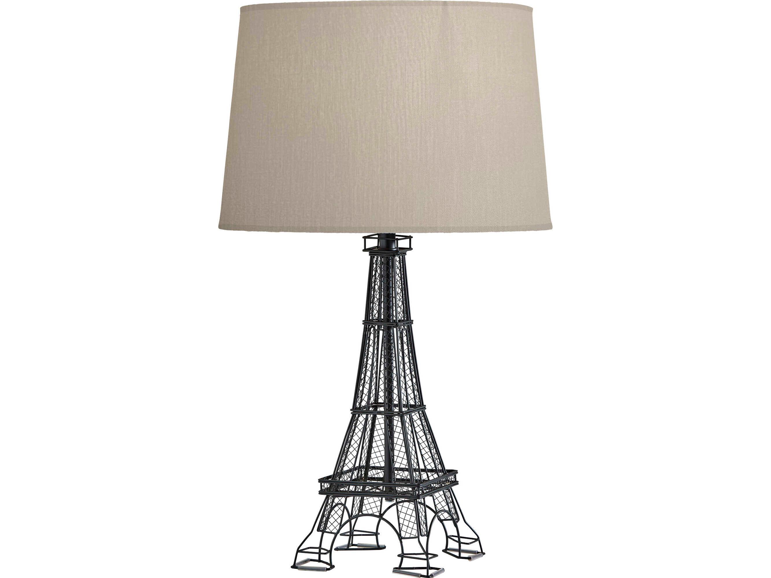 Adesso Eiffel Black Natural Fabric Buffet Lamp