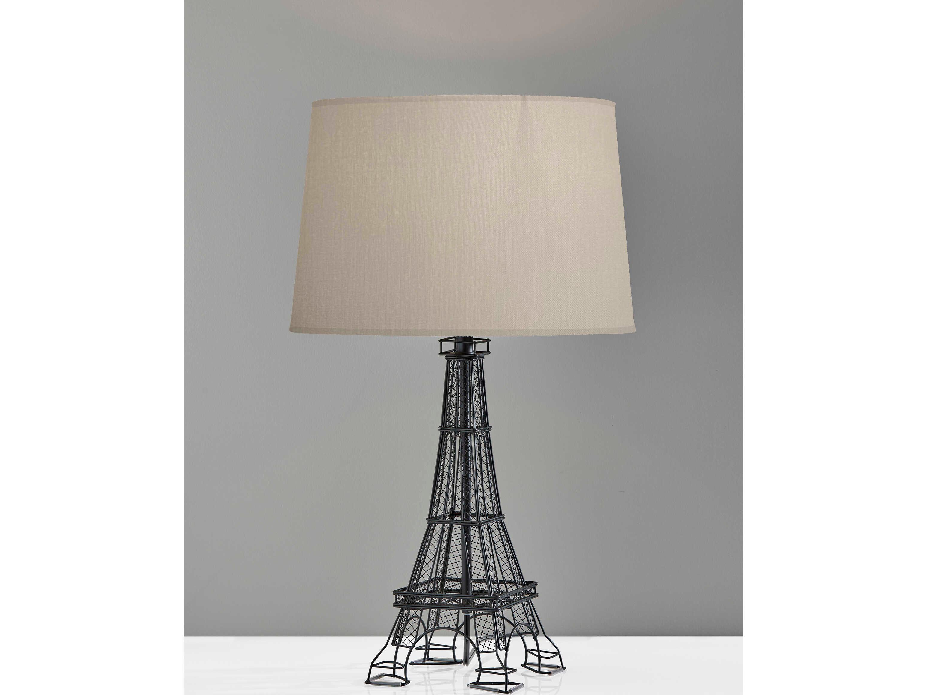 Adesso Eiffel Black Natural Fabric Buffet Lamp