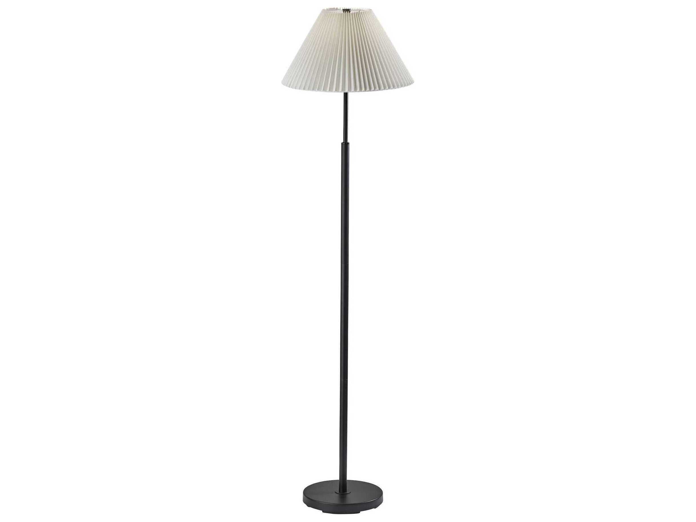 Adesso Jeremy Black White Pleated Fabric Floor Lamp