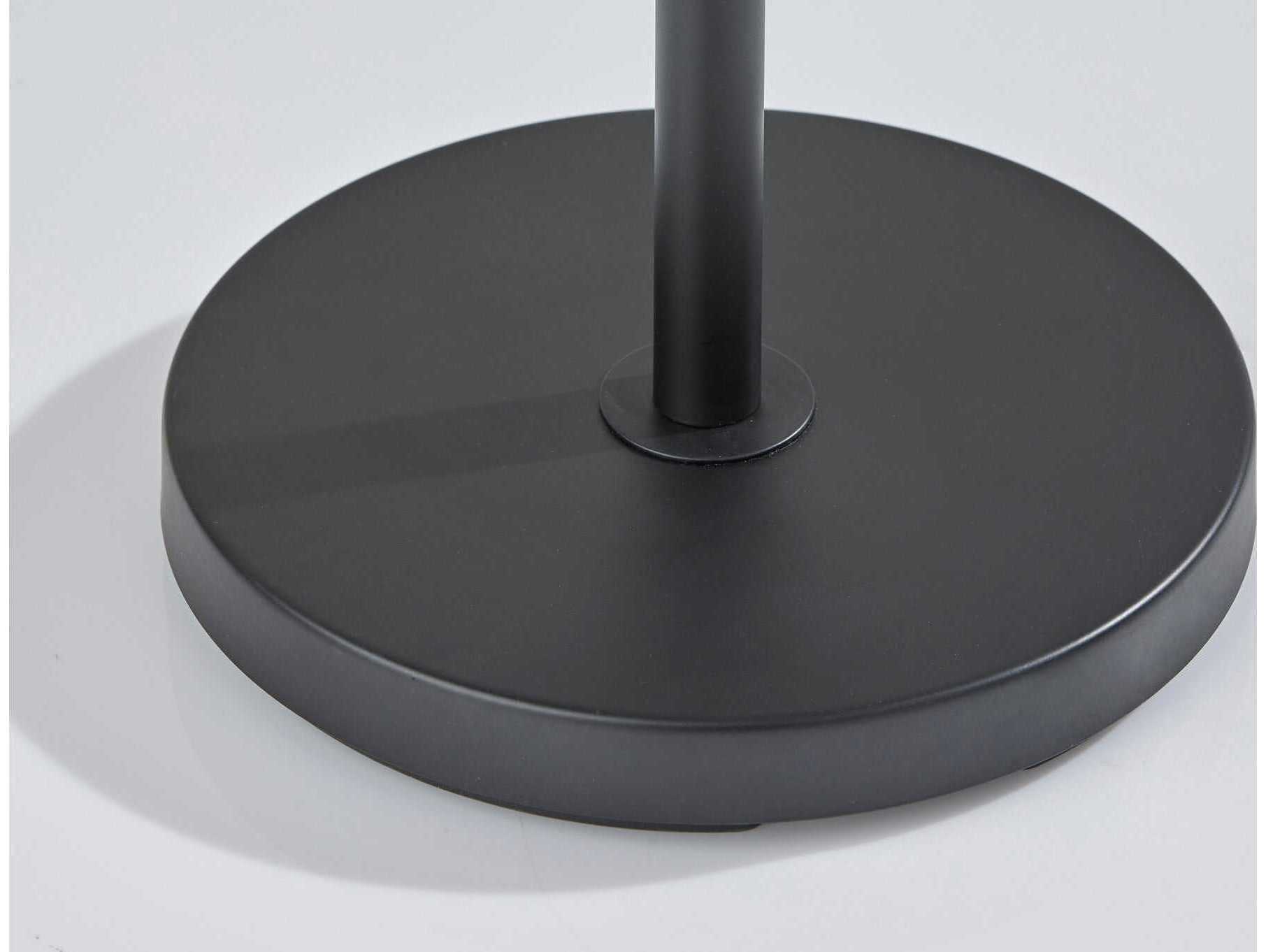 Adesso Jeremy Black White Pleated Fabric Floor Lamp