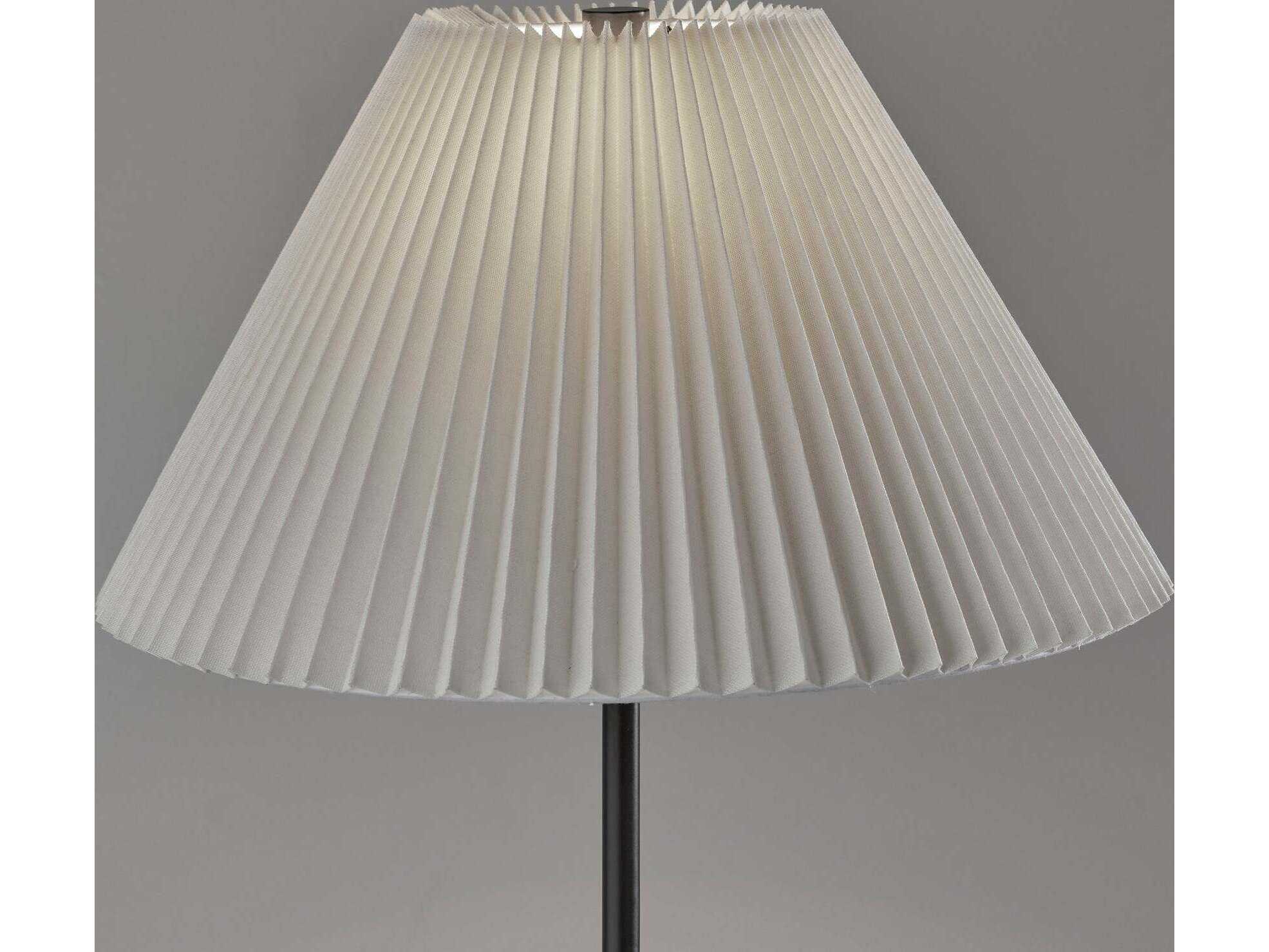 Adesso Jeremy Black White Pleated Fabric Floor Lamp