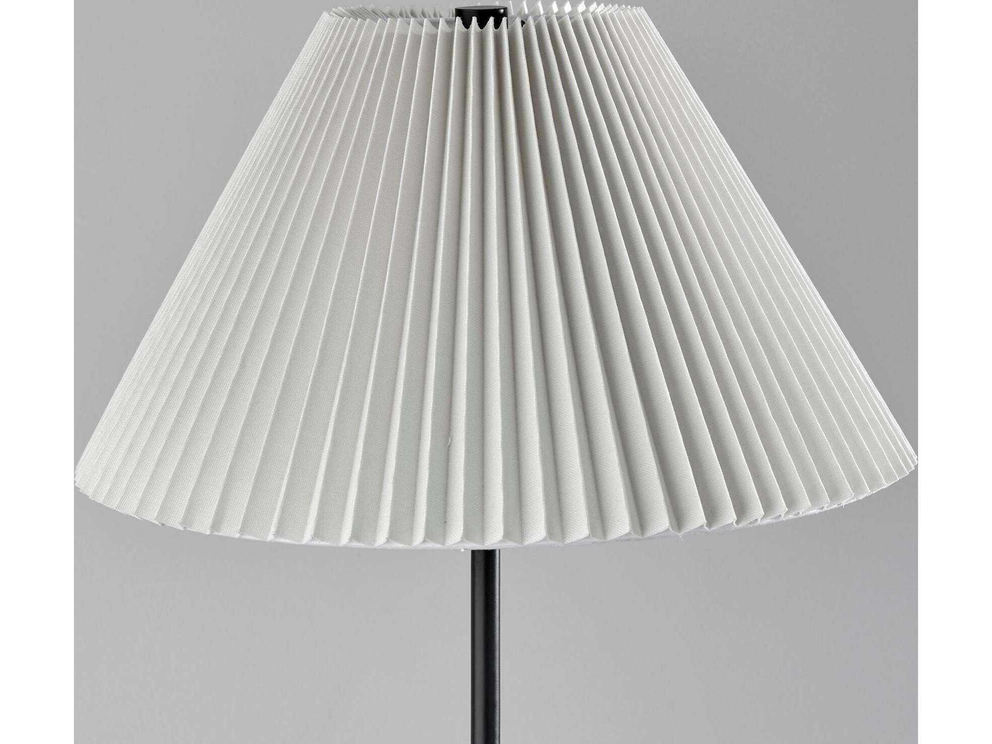 Adesso Jeremy Black White Pleated Fabric Floor Lamp