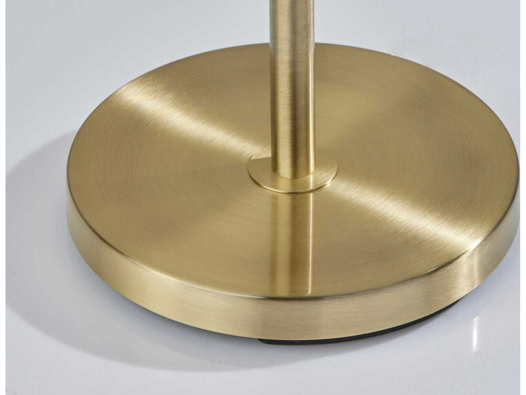 Adesso Jeremy Antique Brass White Pleated Fabric Floor Lamp